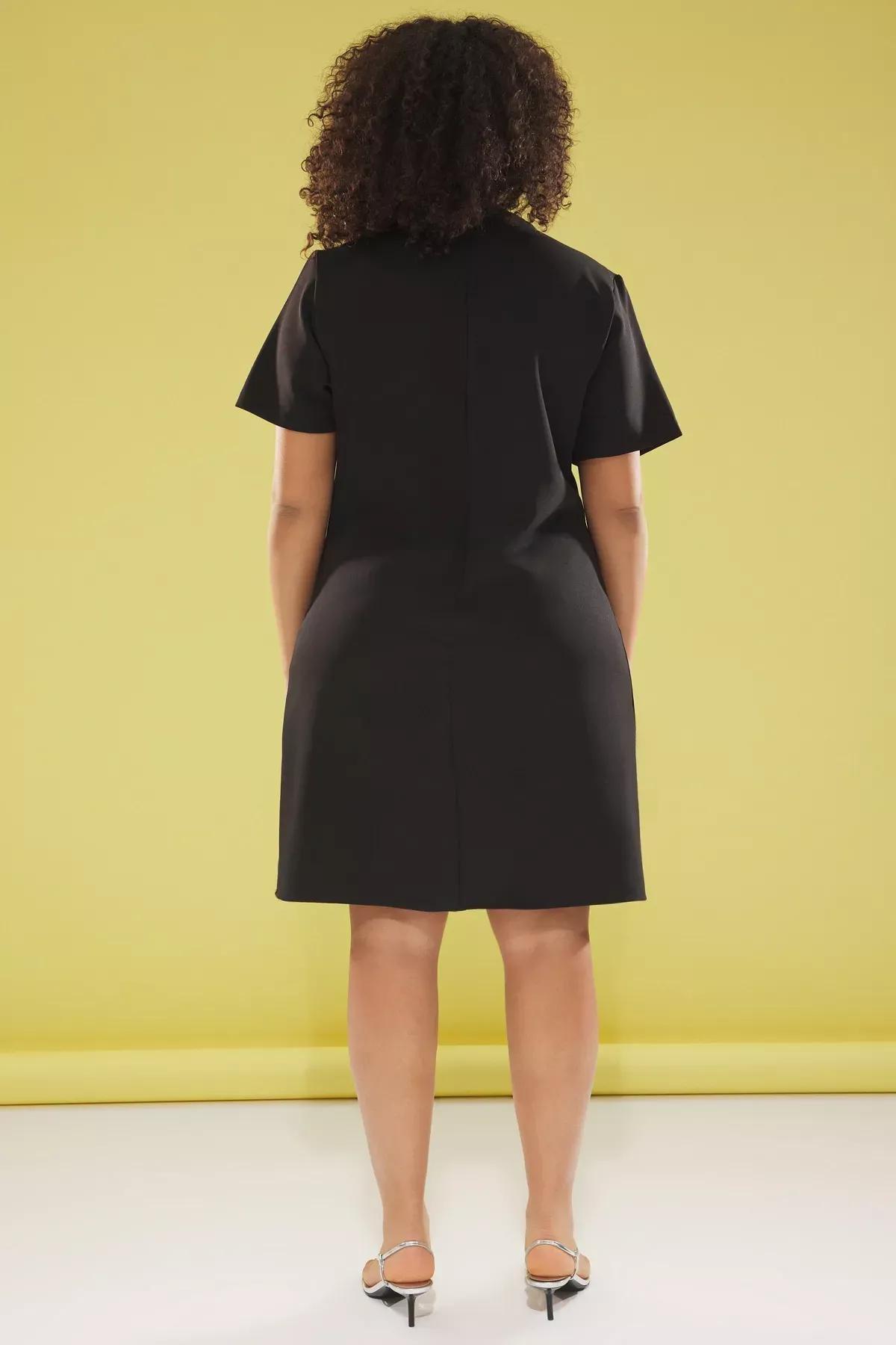 Black Bow Mini Plus-Size Dress, BLACK, large image number 4