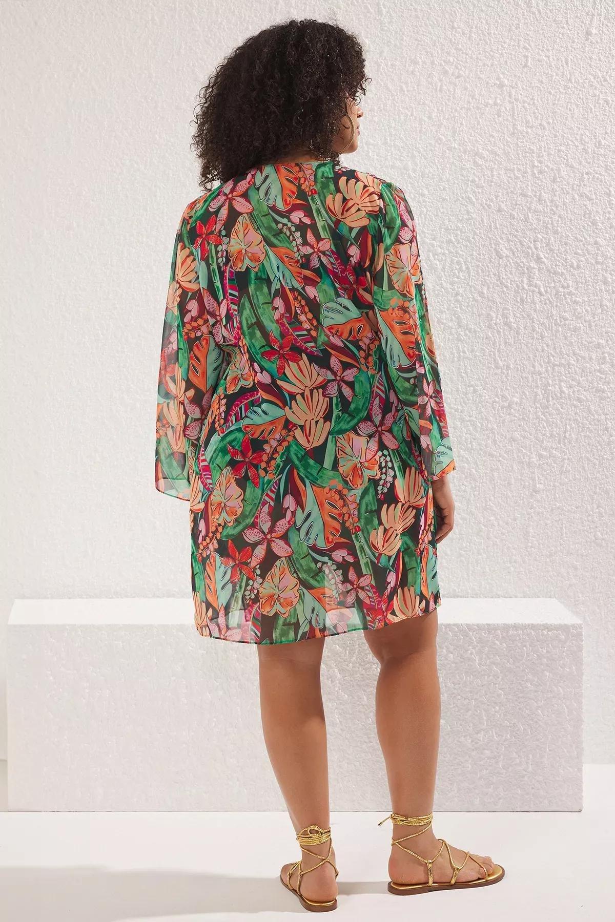 Multicolour Chiffon Beach Dress Plus-Size, C101_7382, large image number 4
