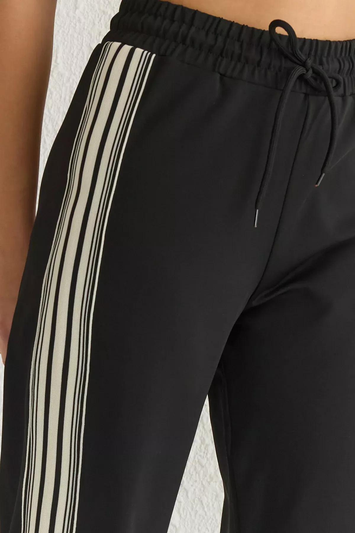 Black Striped Scuba Sports Sweatpants, , large image number 3