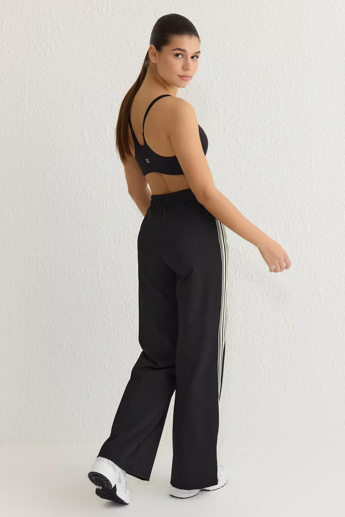 Black Striped Scuba Sports Sweatpants, , large image number 4