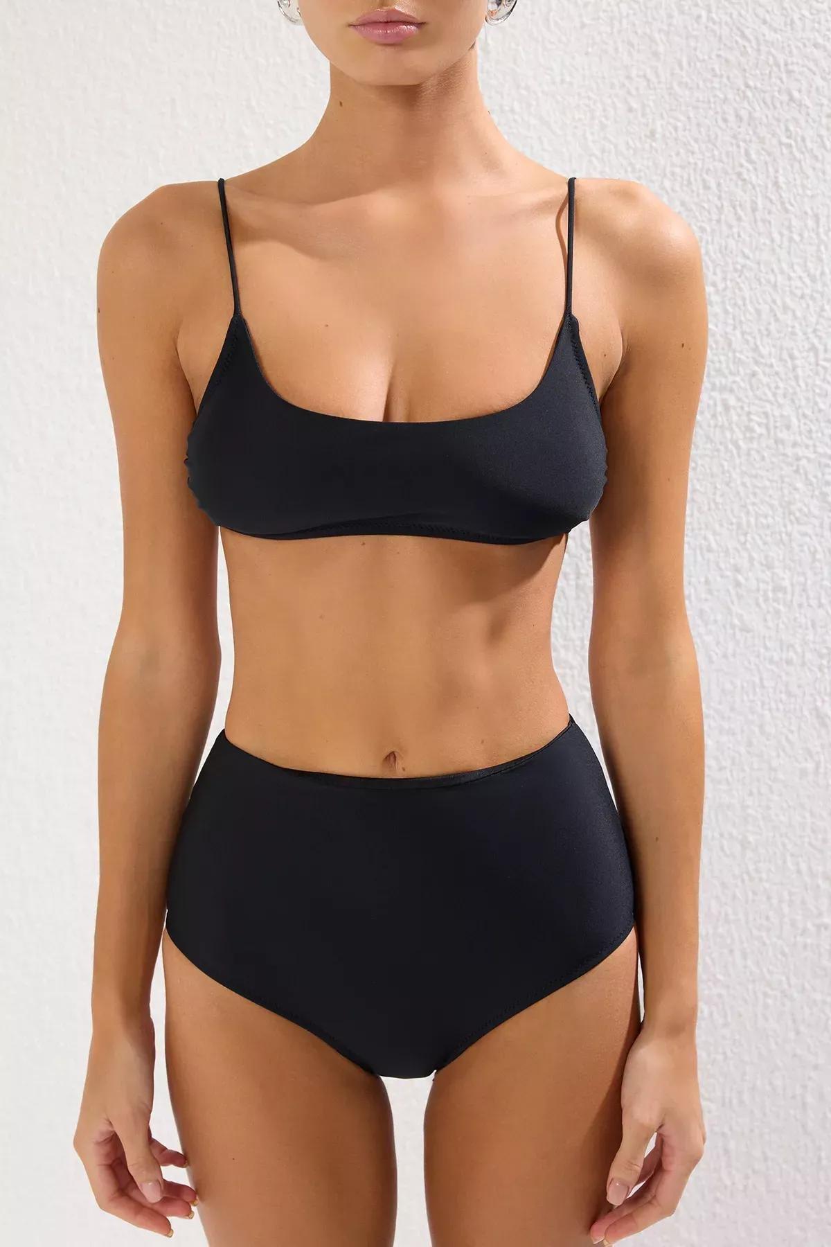 Black Bralettete High-Waist Bikini Set, , large image number 2