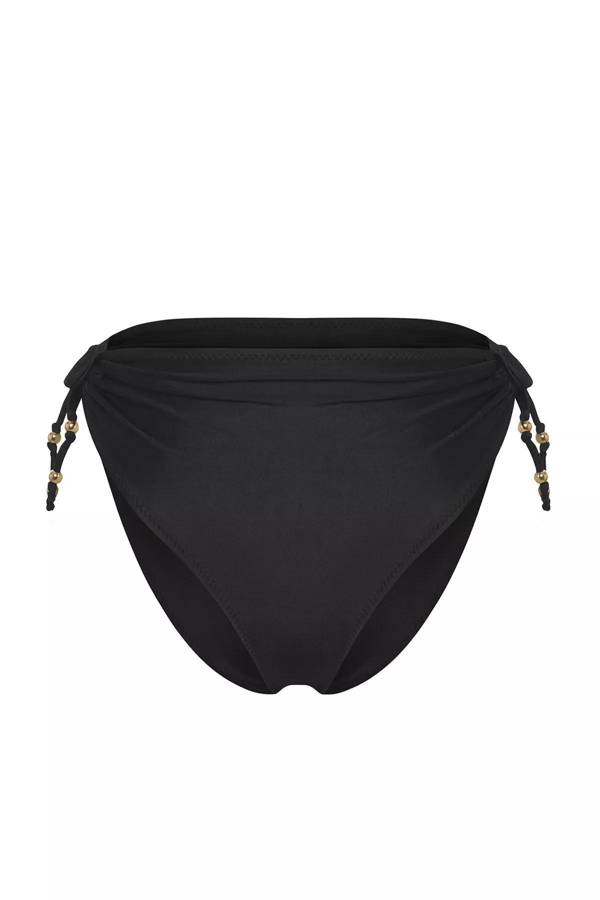 Black High-Waist Tie Brazilian Bikini Bottom, C101_2094, large image number 4