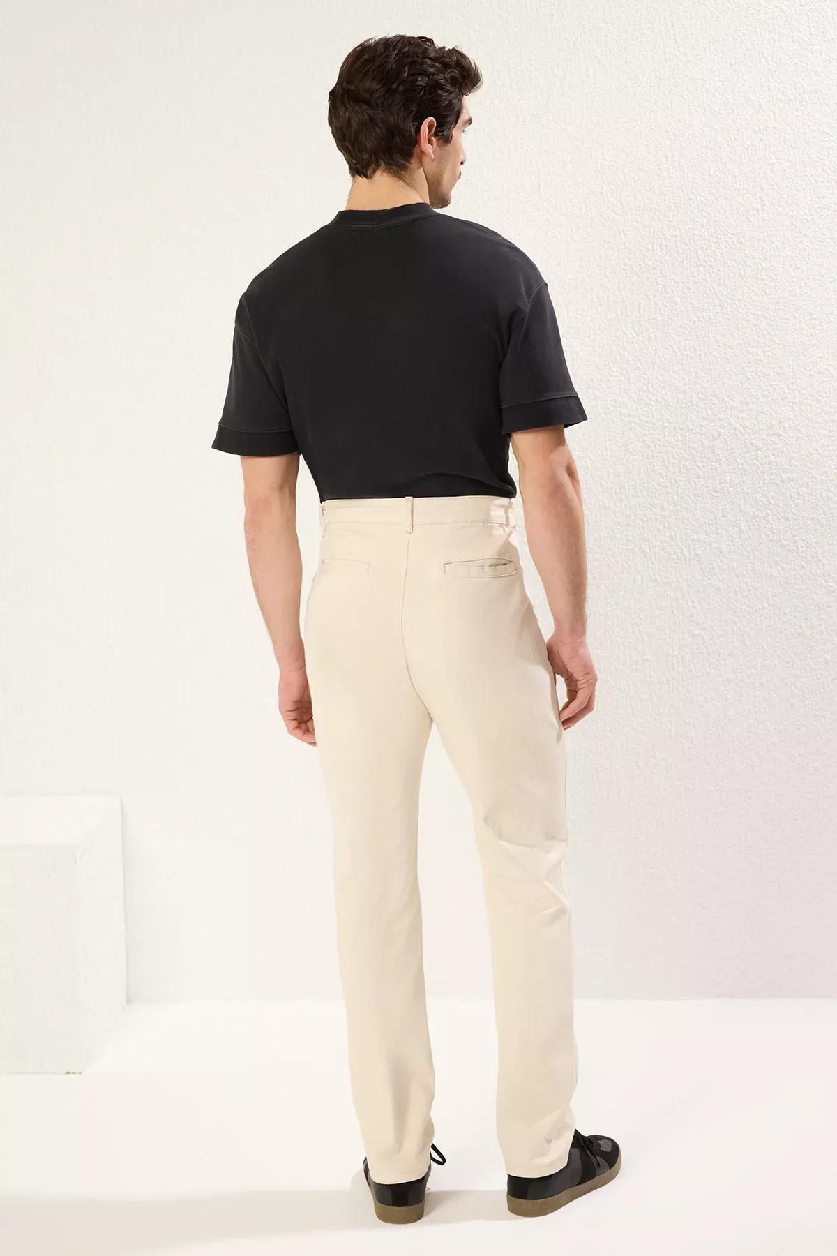 Beige Waist Belt Buckle Trousers, , large image number 4