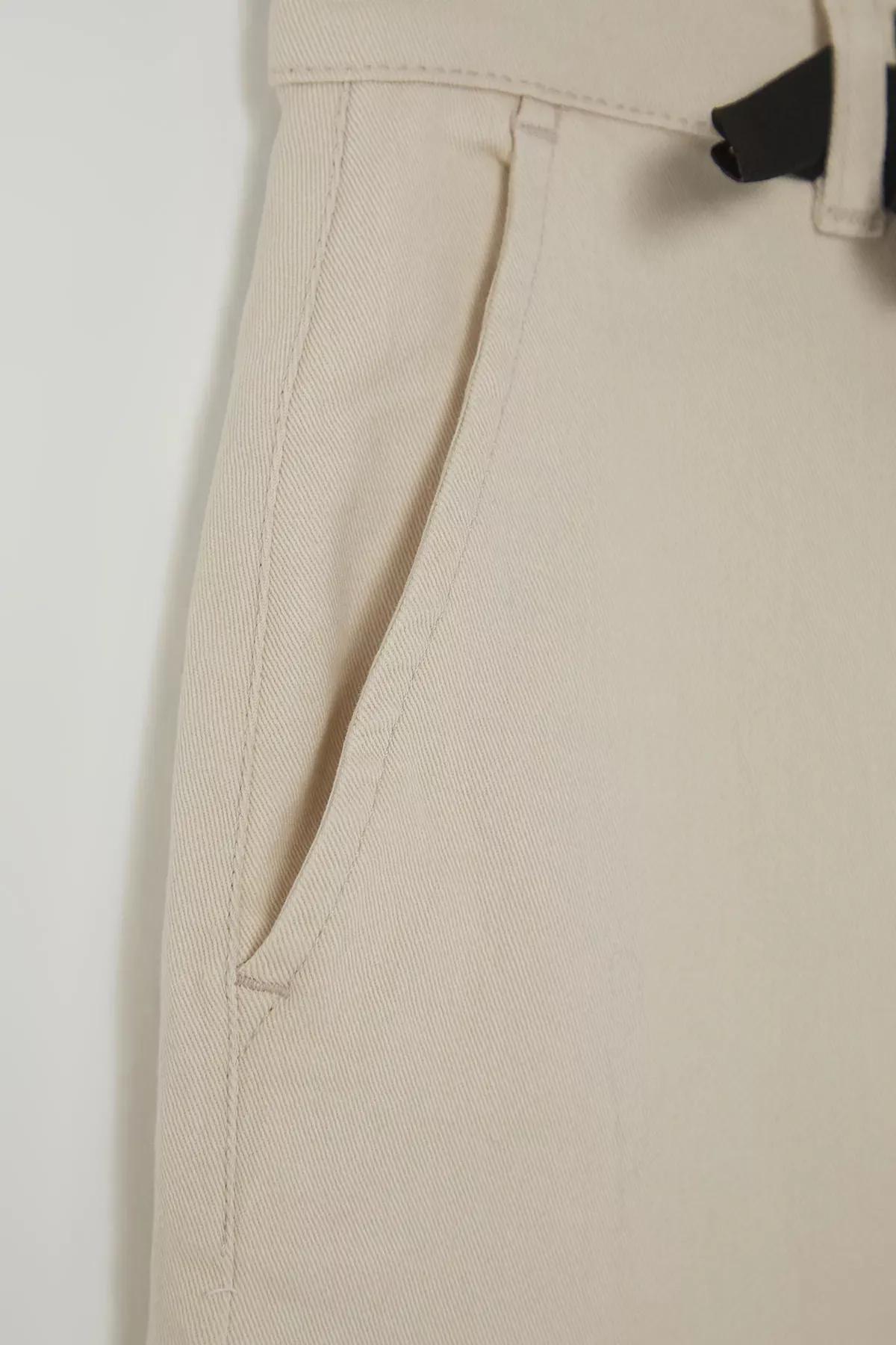 Beige Waist Belt Buckle Trousers, , large image number 6