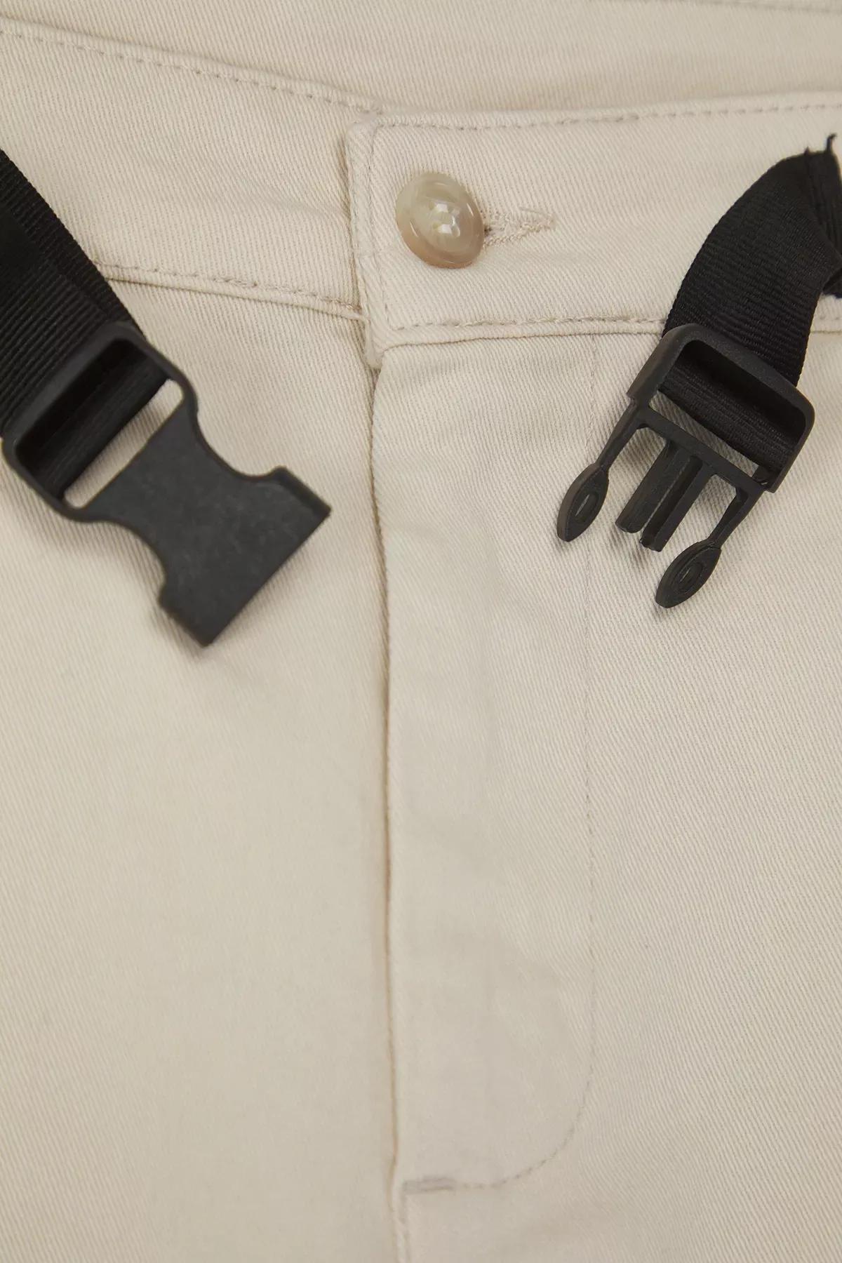 Beige Waist Belt Buckle Trousers, STONE, large image number 6