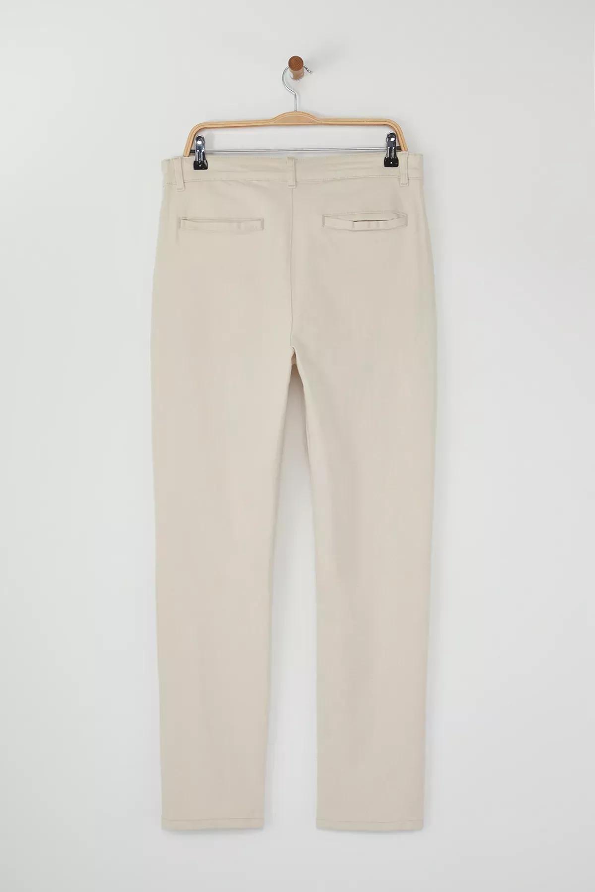 Beige Waist Belt Buckle Trousers, , large image number 7