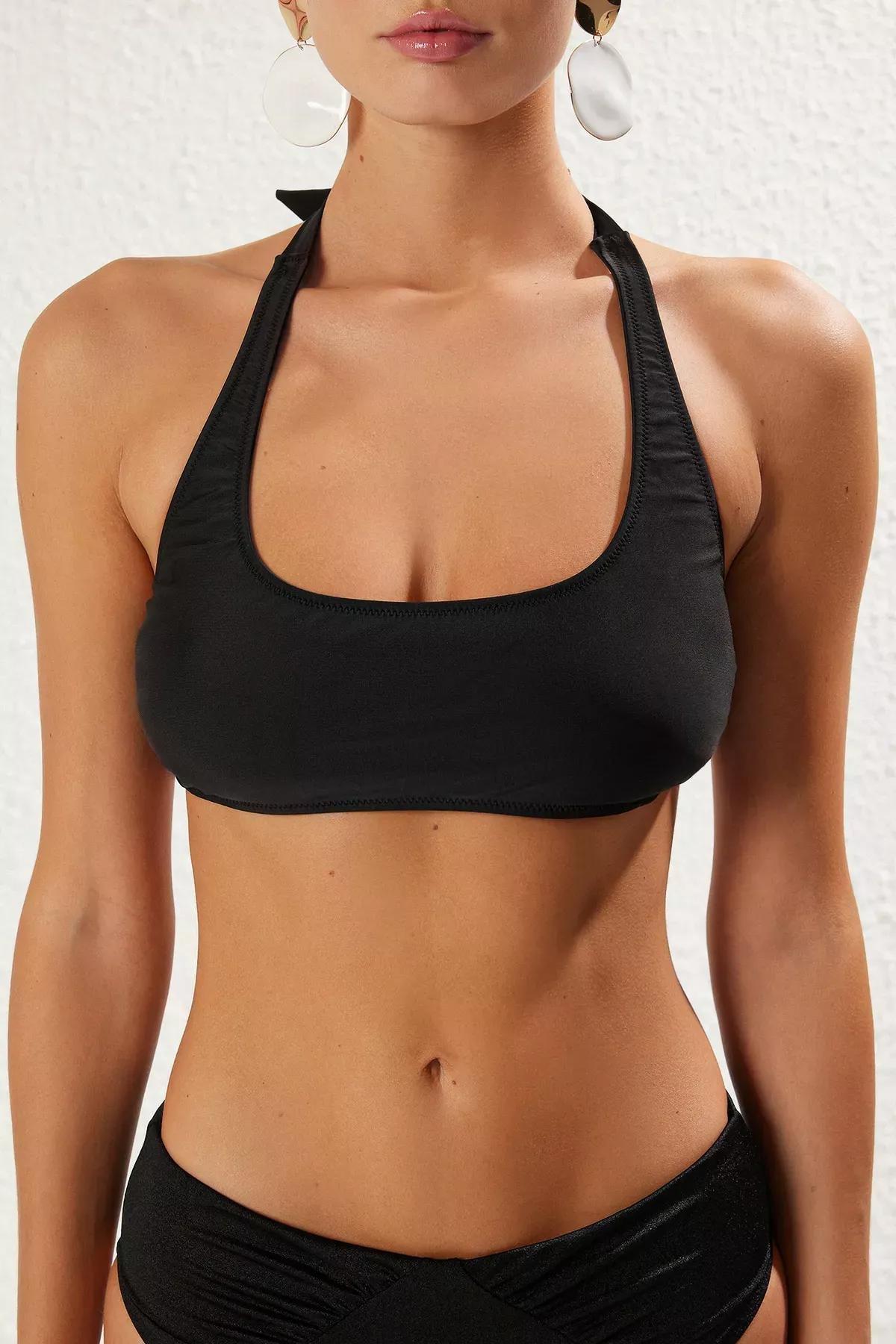 Black Bralettete Tie Detail Bikini Top, C101_2094, large image number 3
