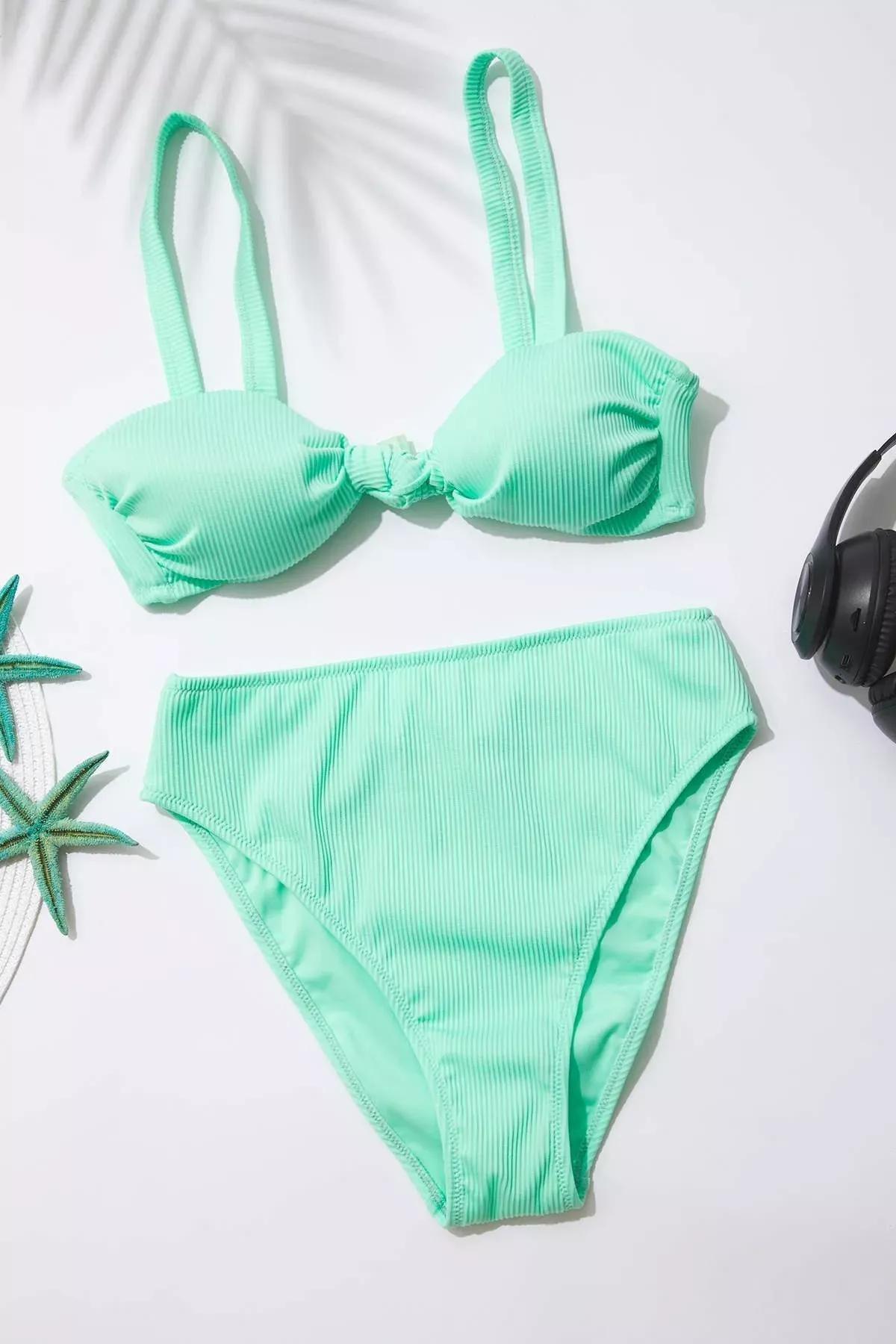 Green Bralettete High-Waist Bikini Set, Mint, large image number 0