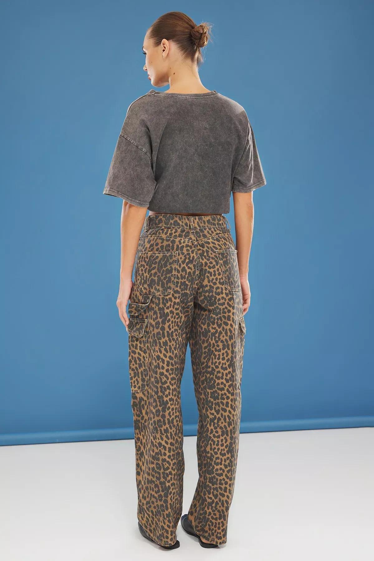 Brown Leopard Barrel Jeans, C101_7382, large image number 4