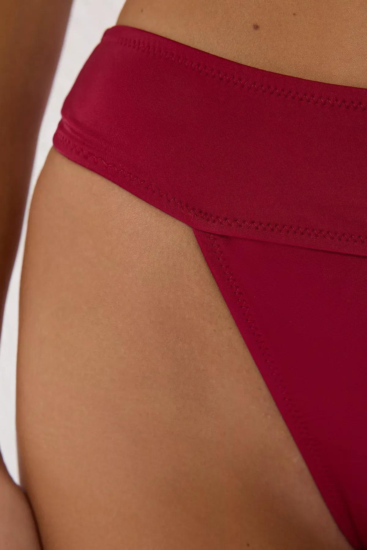 Burgundy Triangle High-Waist Brazilian Bikini Set, C101_6853, large image number 2