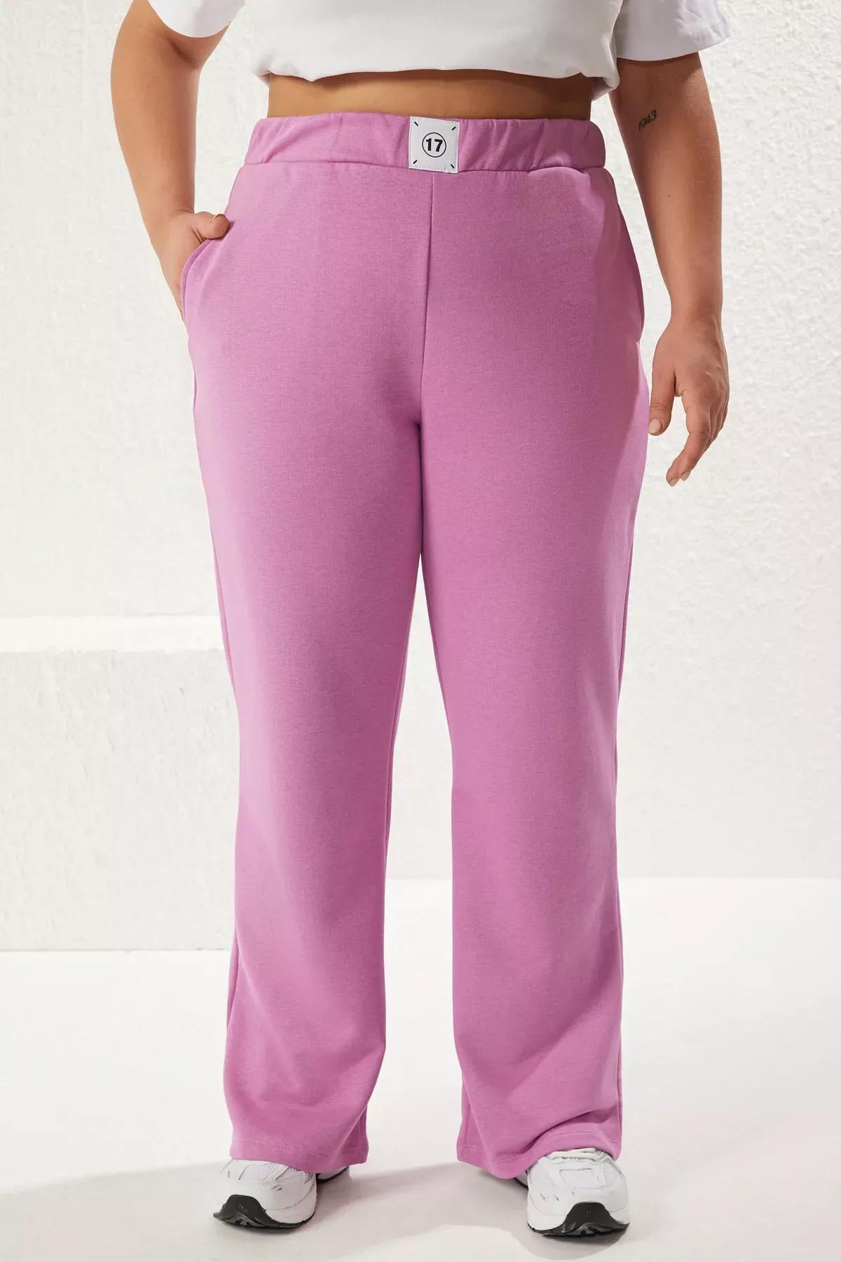 Purple Wide Leg Knit Sweatpants, , large image number 0