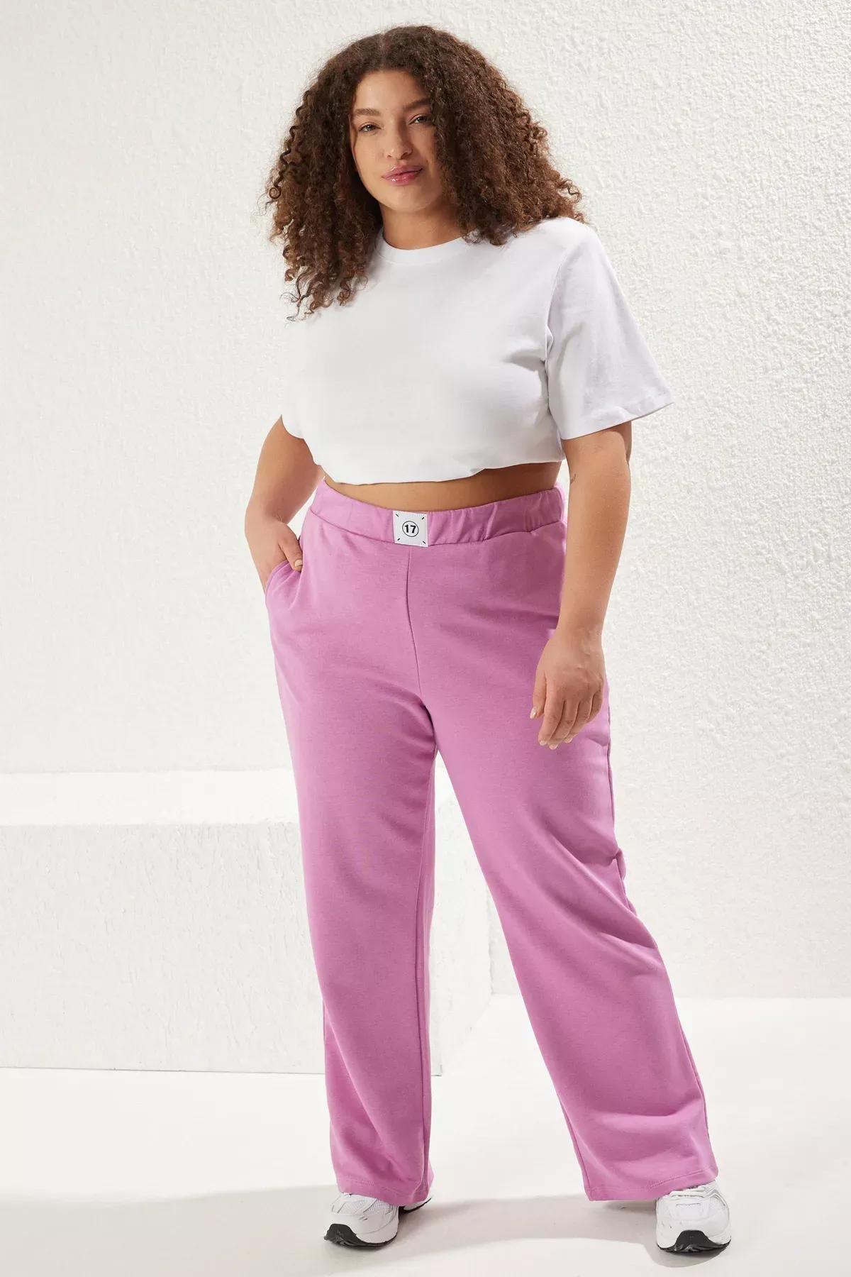 Purple Wide Leg Knit Sweatpants, , large image number 1