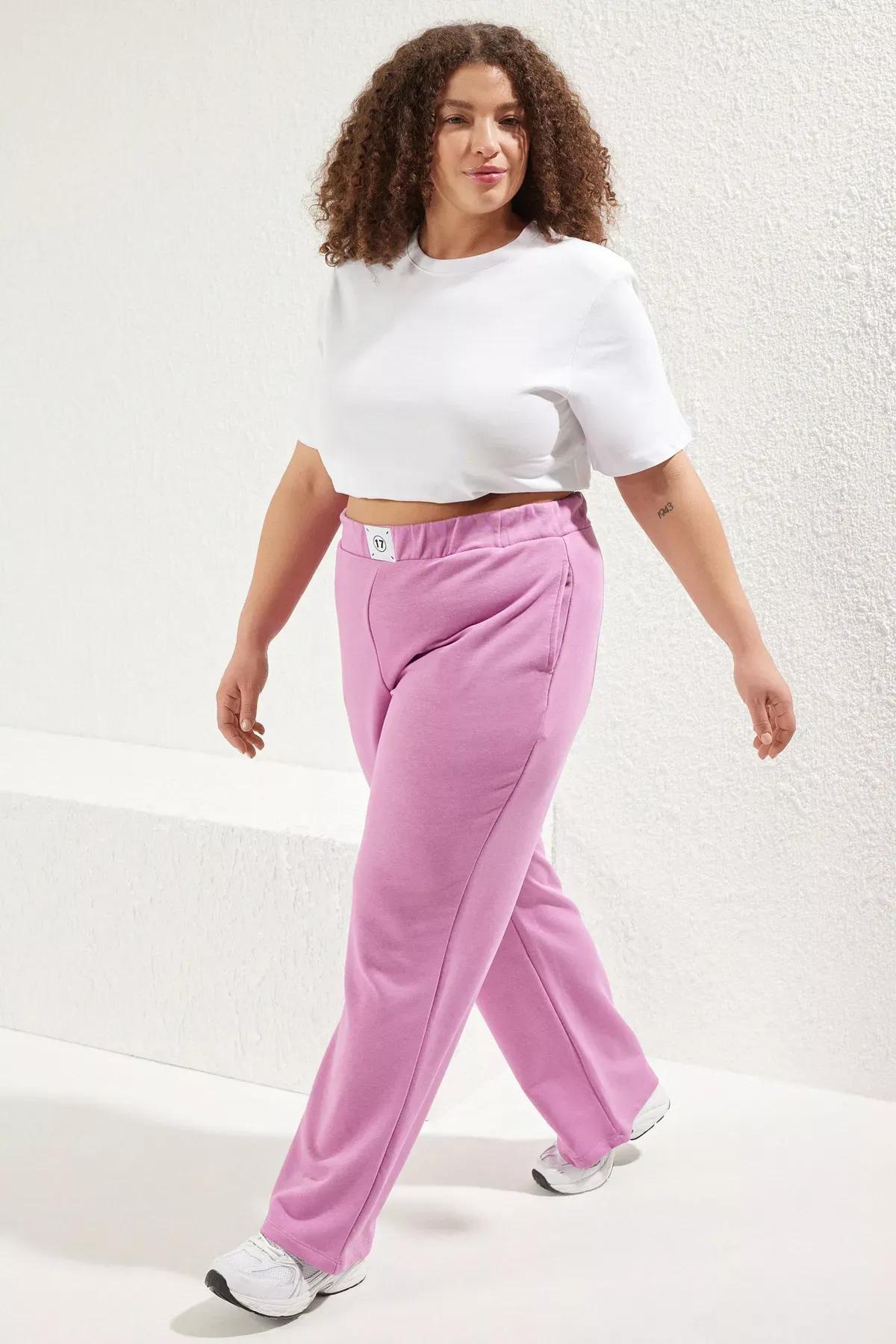 Purple Wide Leg Knit Sweatpants, , large image number 2