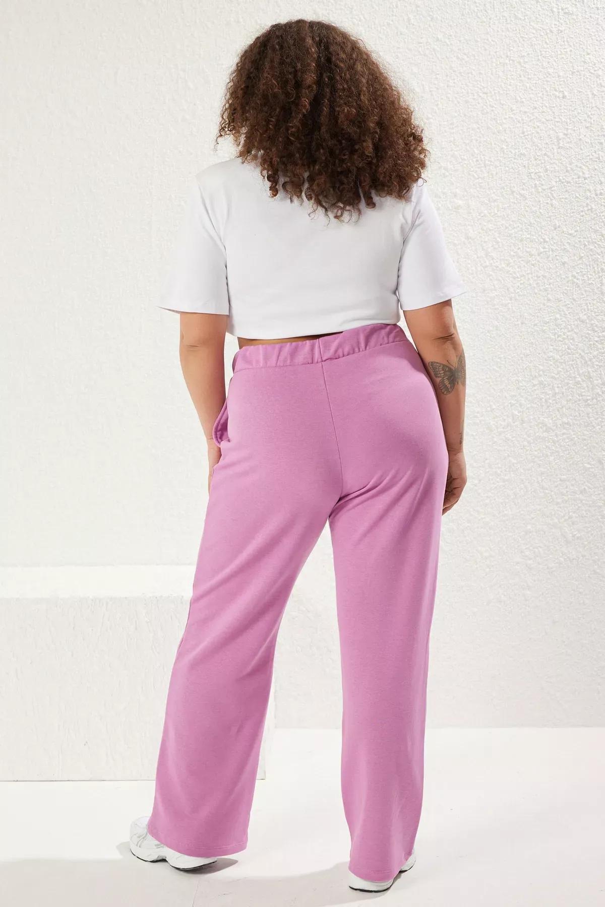 Purple Wide Leg Knit Sweatpants, , large image number 4