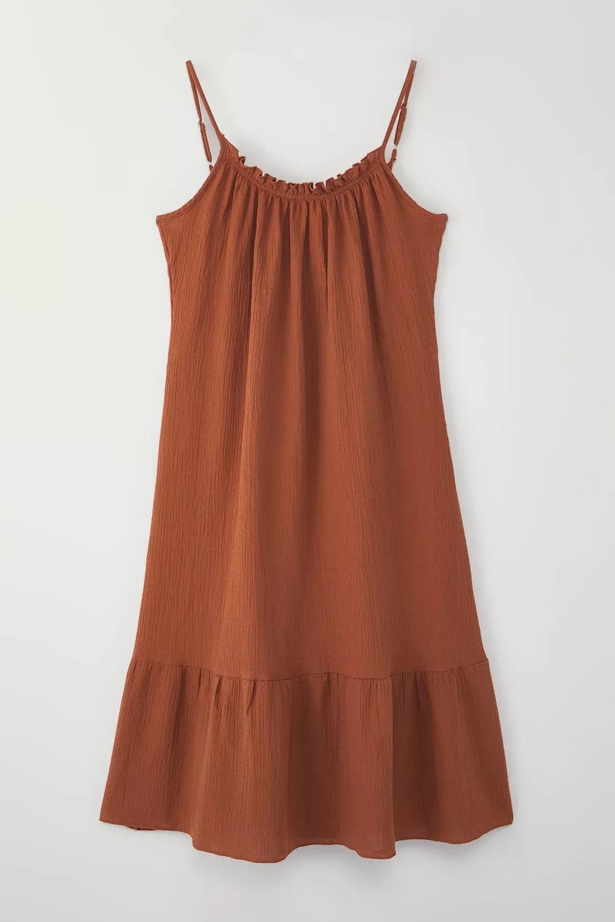 Red Muslin Textured Strappy Maxi Dress, Tile, large image number 4