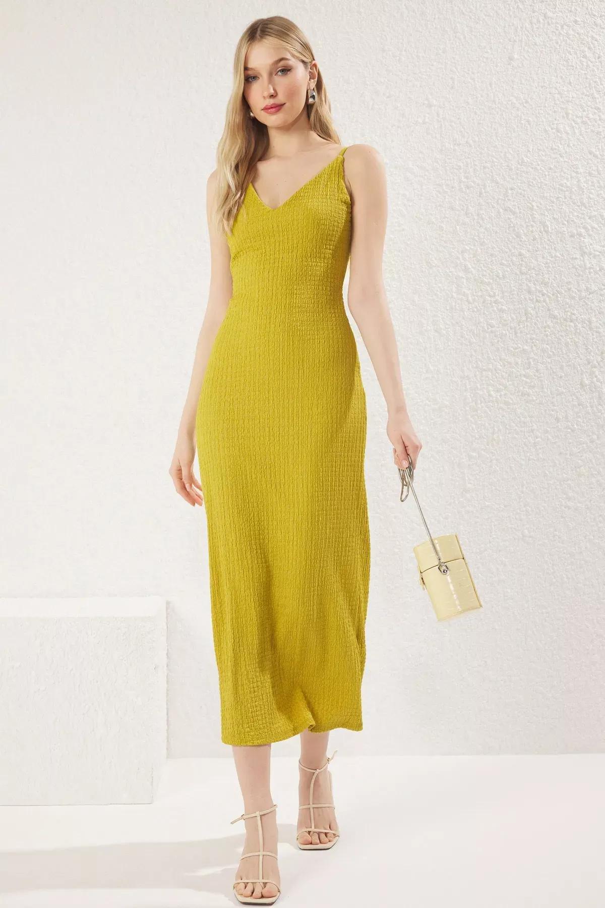 Green Backless Strappy Maxi Knit Dress, , large image number 0