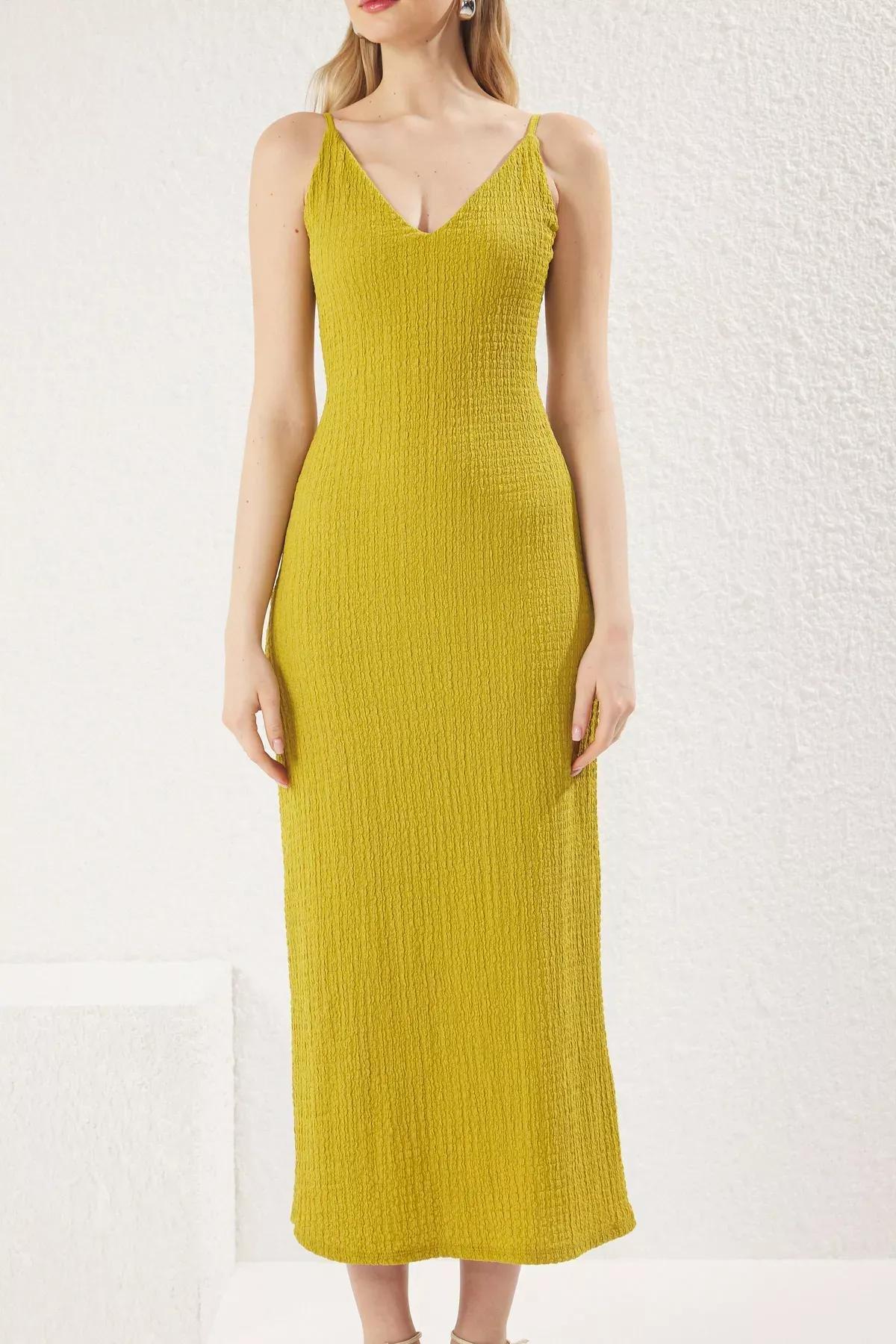 Green Backless Strappy Maxi Knit Dress, , large image number 1