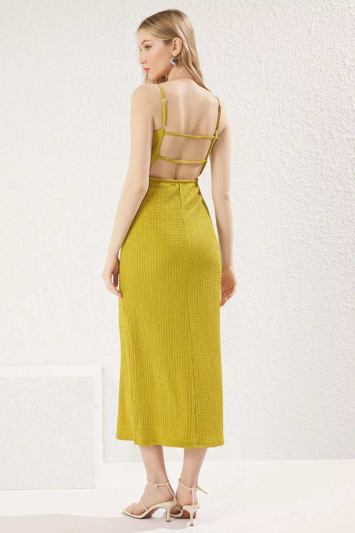 Green Backless Strappy Maxi Knit Dress, , large image number 4