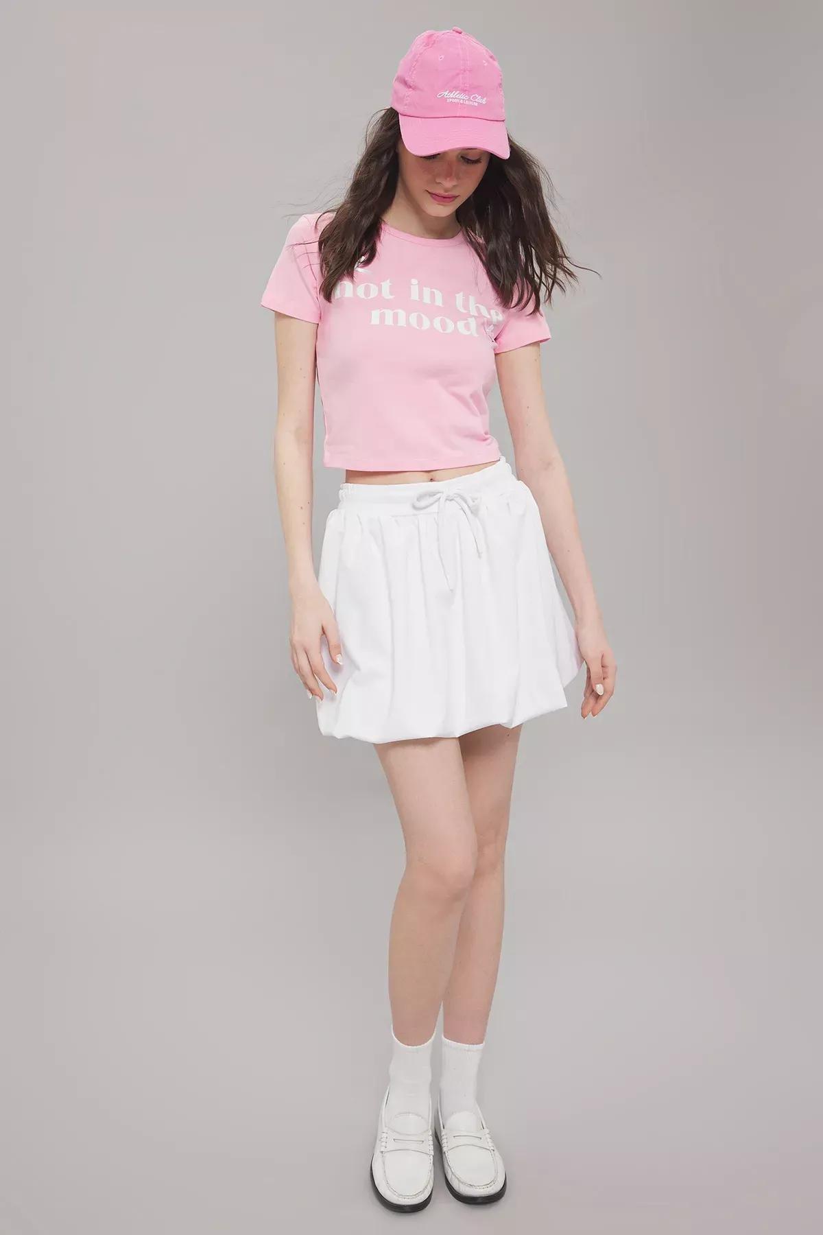 White Lace-Up Balloon Mini Skirt, , large image number 1