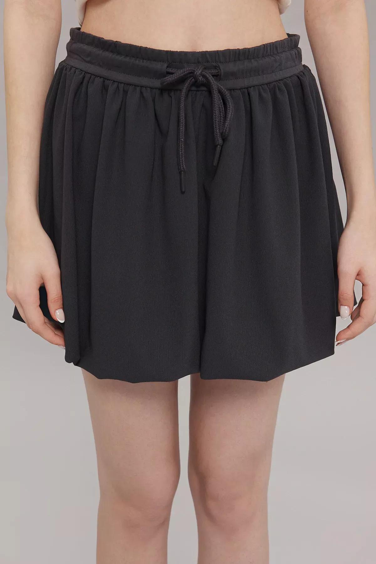 Grey Lace-Up Waist Balloon Mini Skirt, , large image number 2