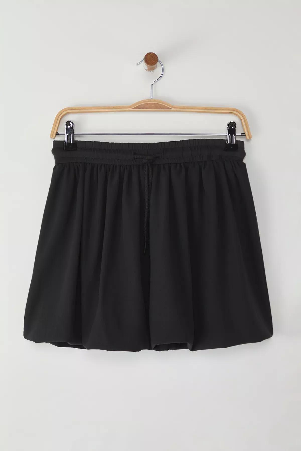 Grey Lace-Up Waist Balloon Mini Skirt, , large image number 4