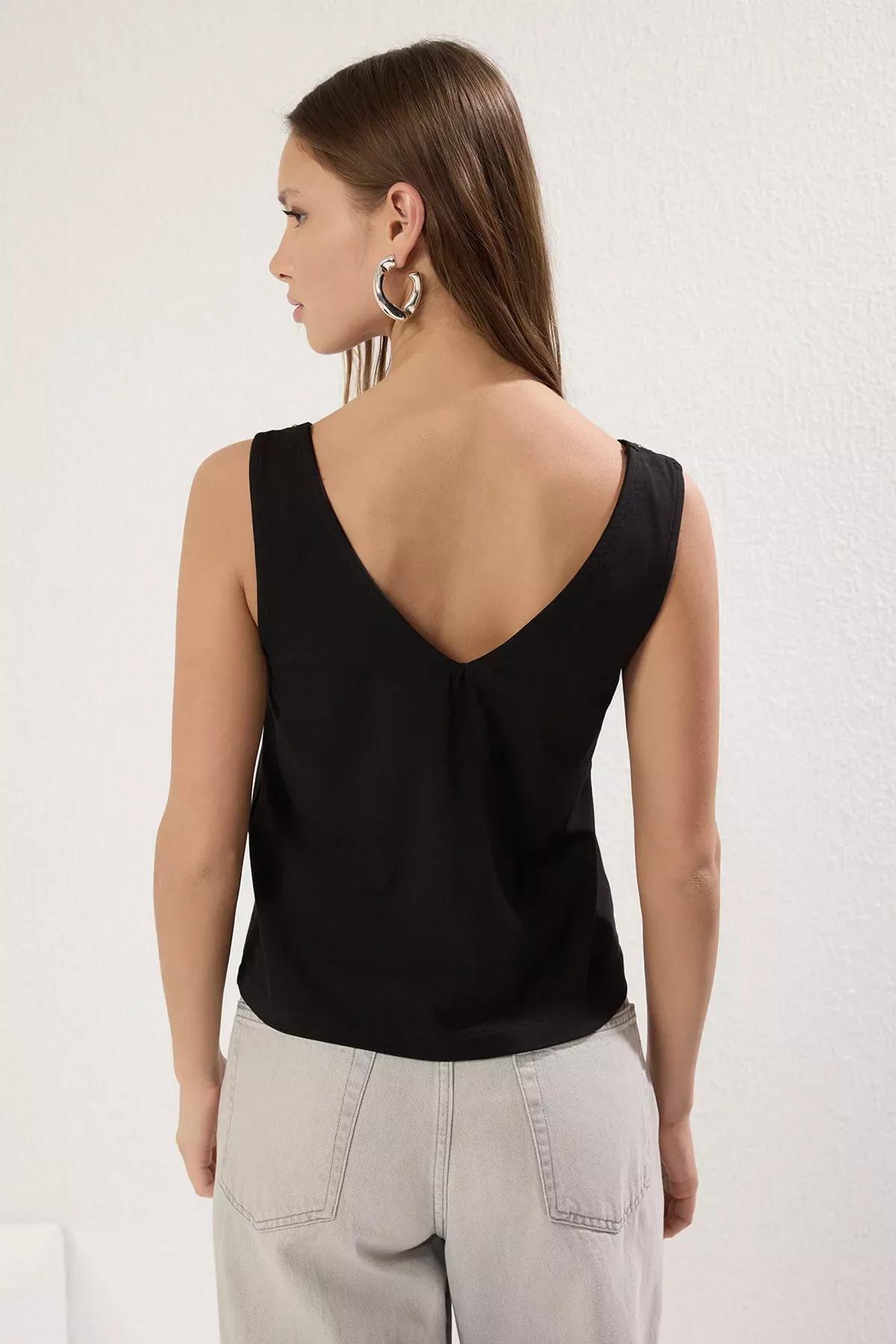 Black Stripe Detail Stretch Blouse, , large image number 3