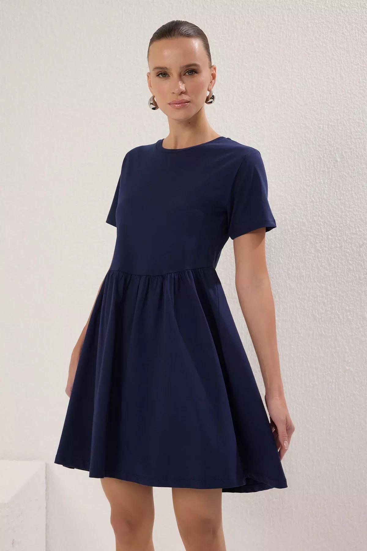Navy Plain Mini Dress, Navy blue, large image number 0