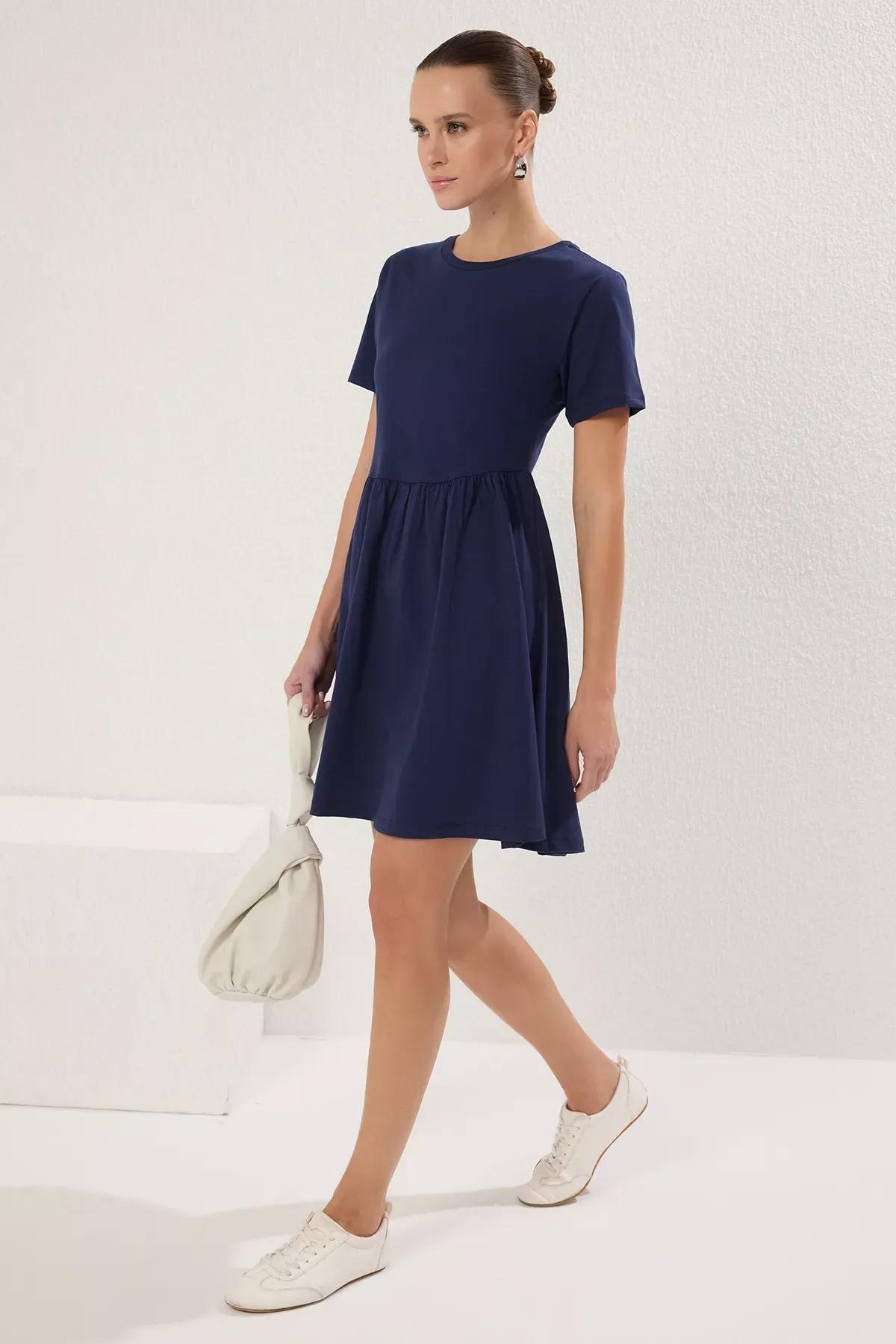 Navy Plain Mini Dress, Navy blue, large image number 1