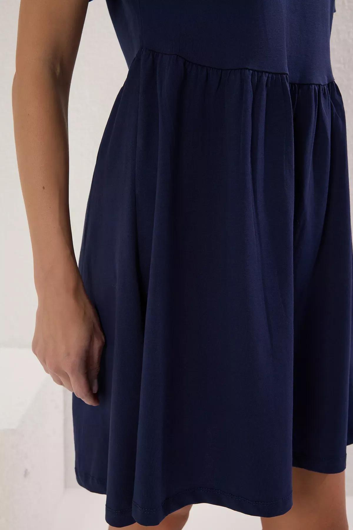 Navy Plain Mini Dress, Navy blue, large image number 2