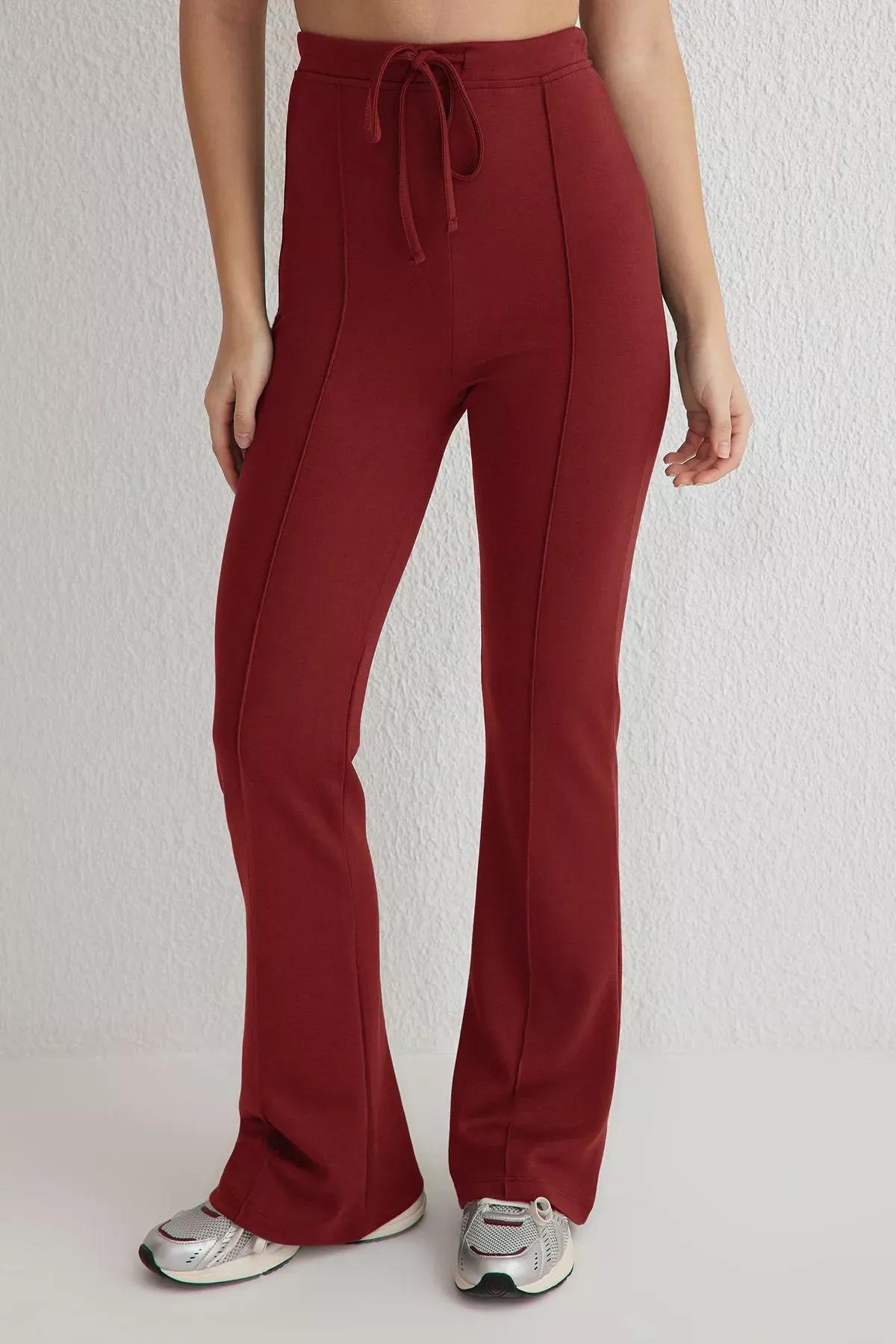 Red Detailed Wide Leg Trousers, Tile, large image number 2