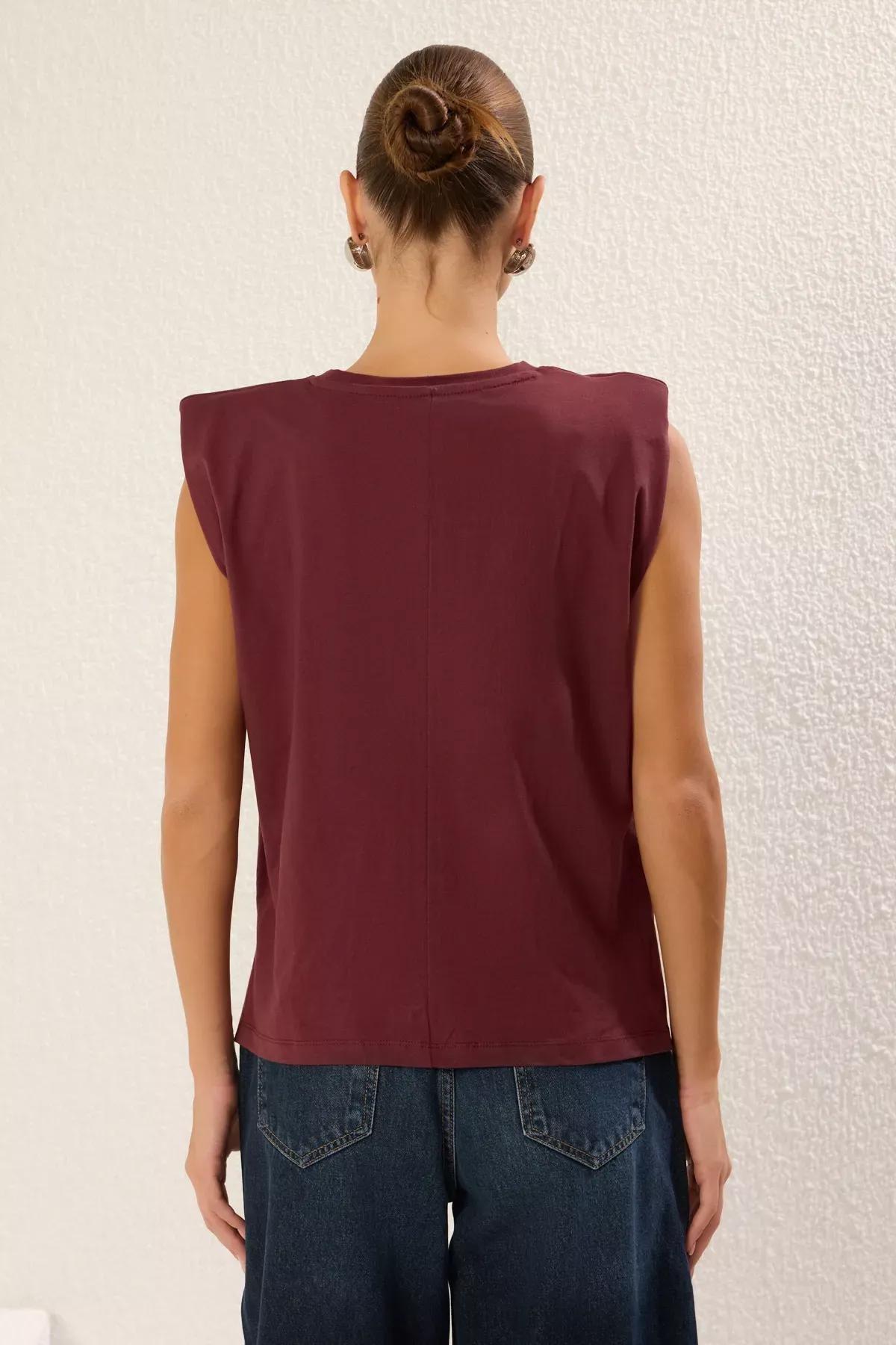 Red Relaxed Padded T-Shirt, C101_7277, large image number 4