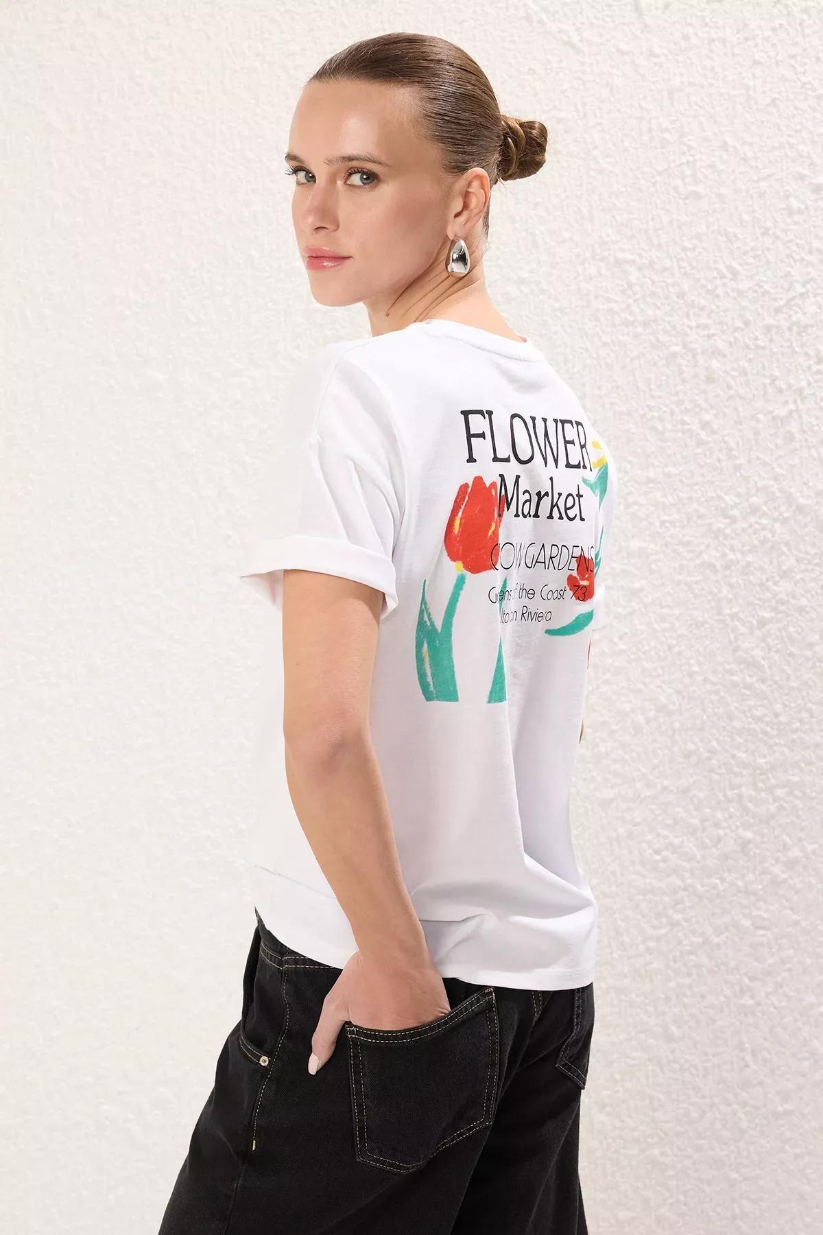 White Oversize Back Printed T-Shirt, White, large image number 1