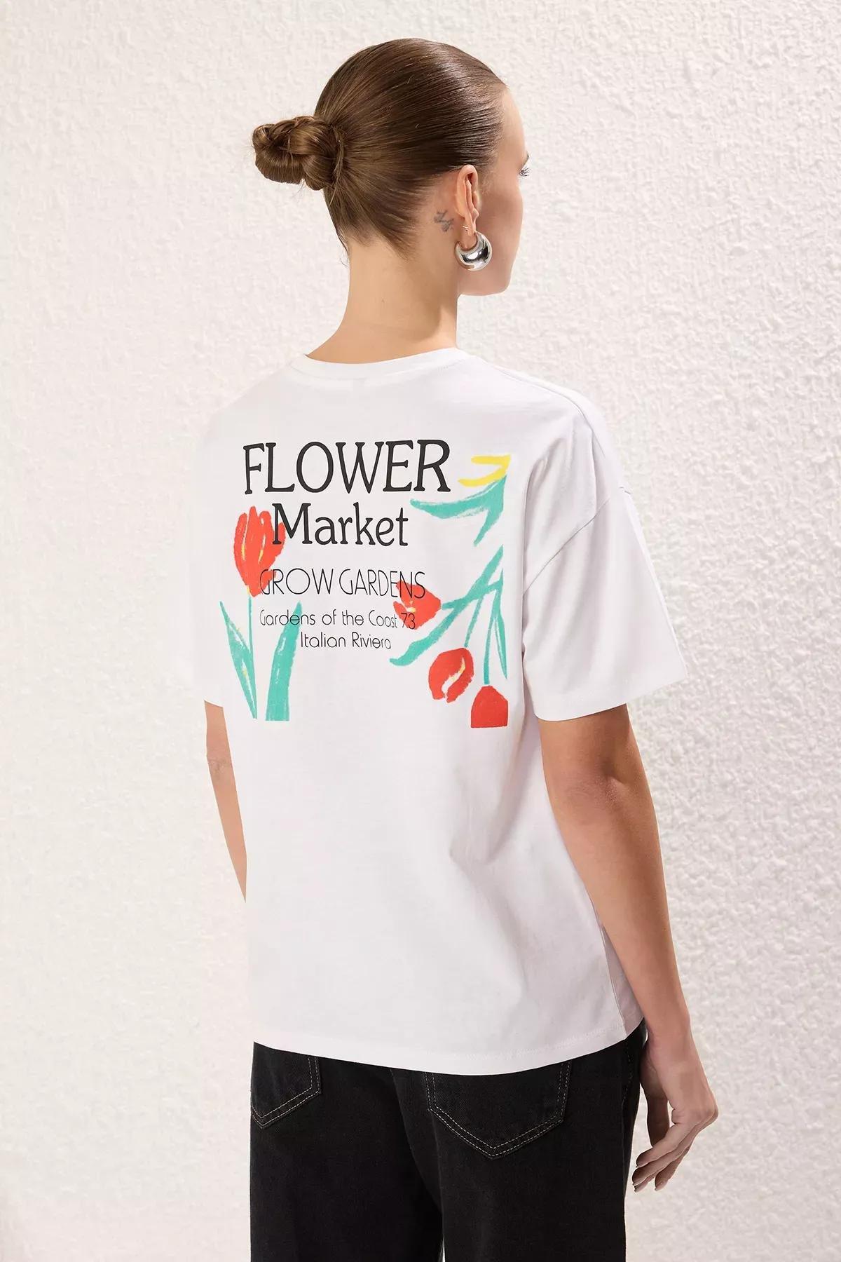 White Oversize Back Printed T-Shirt, White, large image number 3