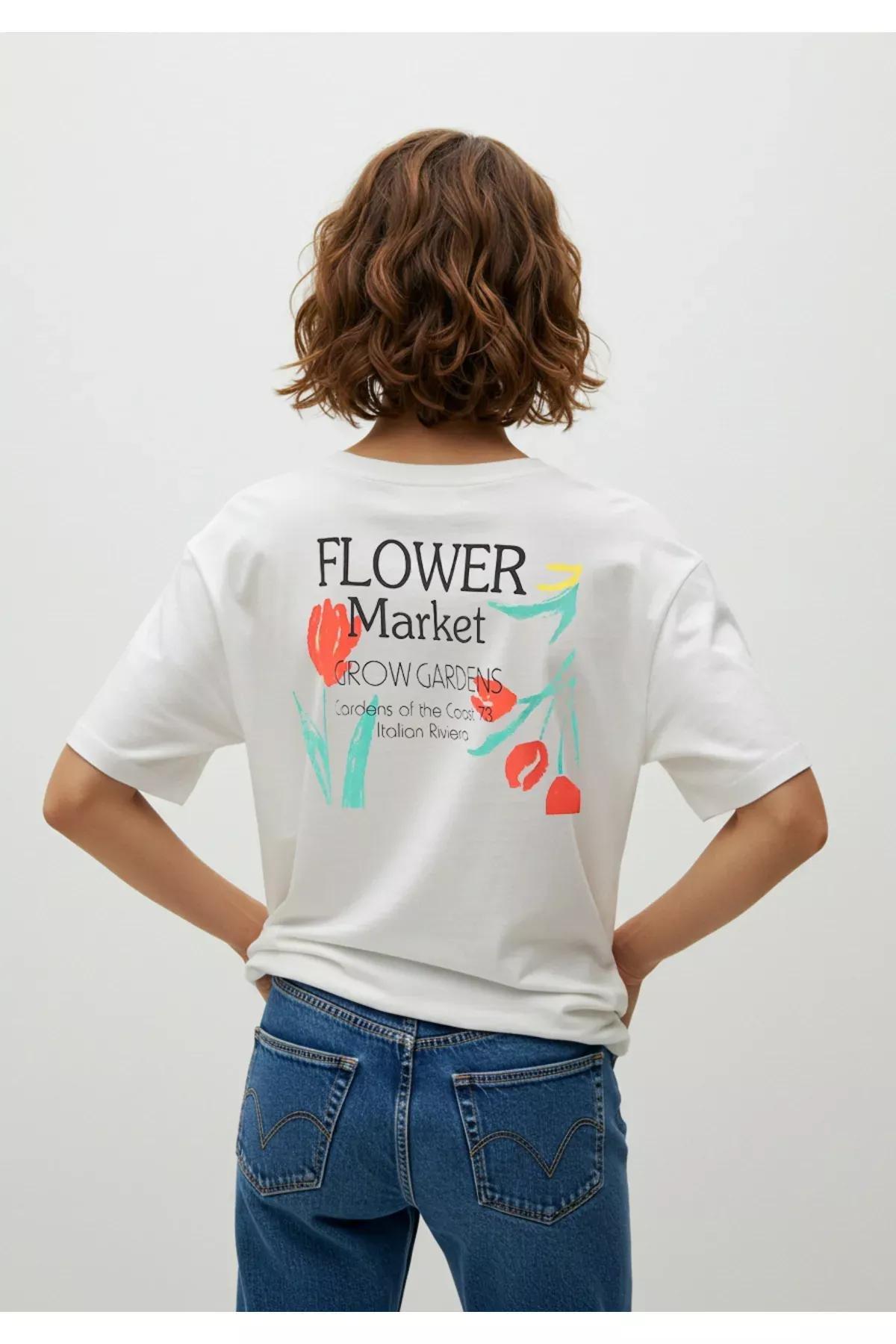 White Oversize Back Printed T-Shirt, White, large image number 4