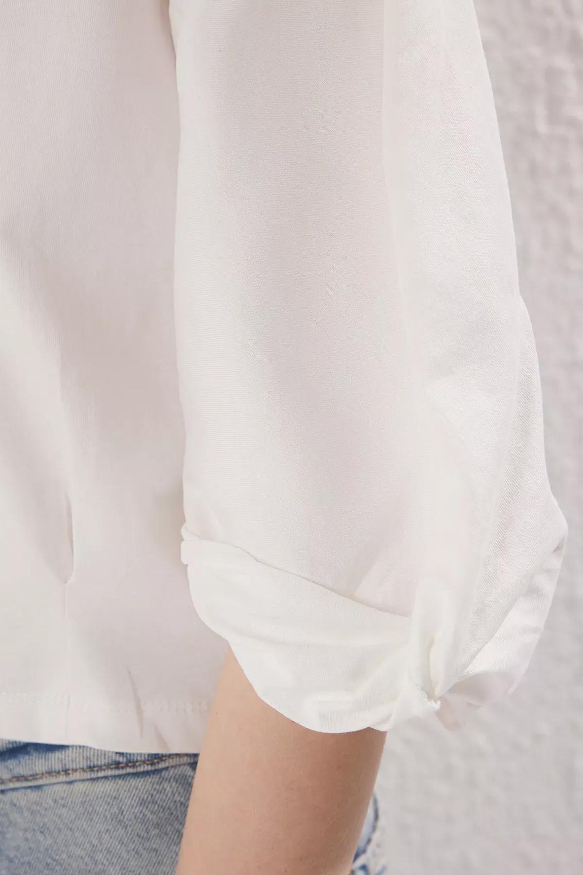 Beige Sleeve Detailed T-Shirt, Ecru, large image number 2
