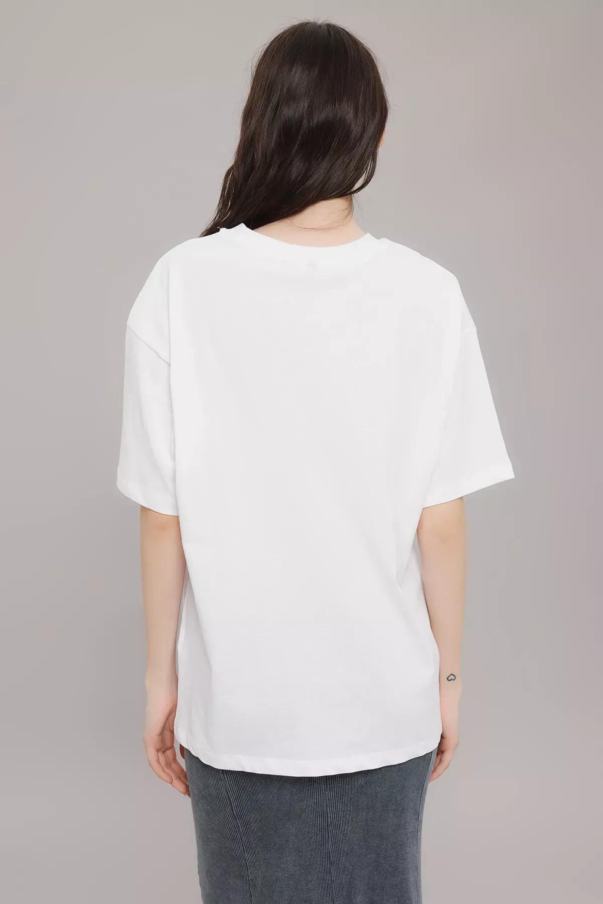 White Oversize Teddy Bear T-Shirt, White, large image number 3