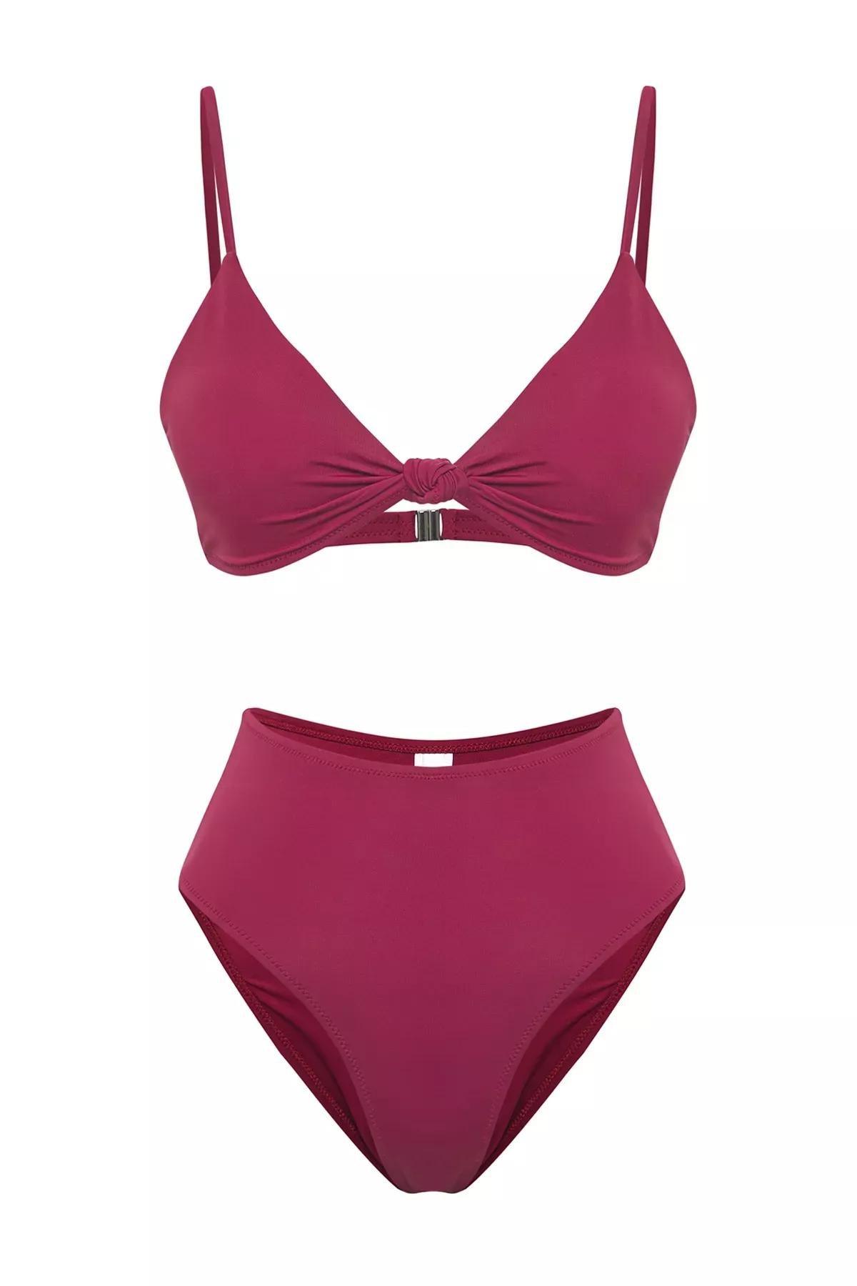 Purple Triangle High-Waist Bikini Set, , large image number 4