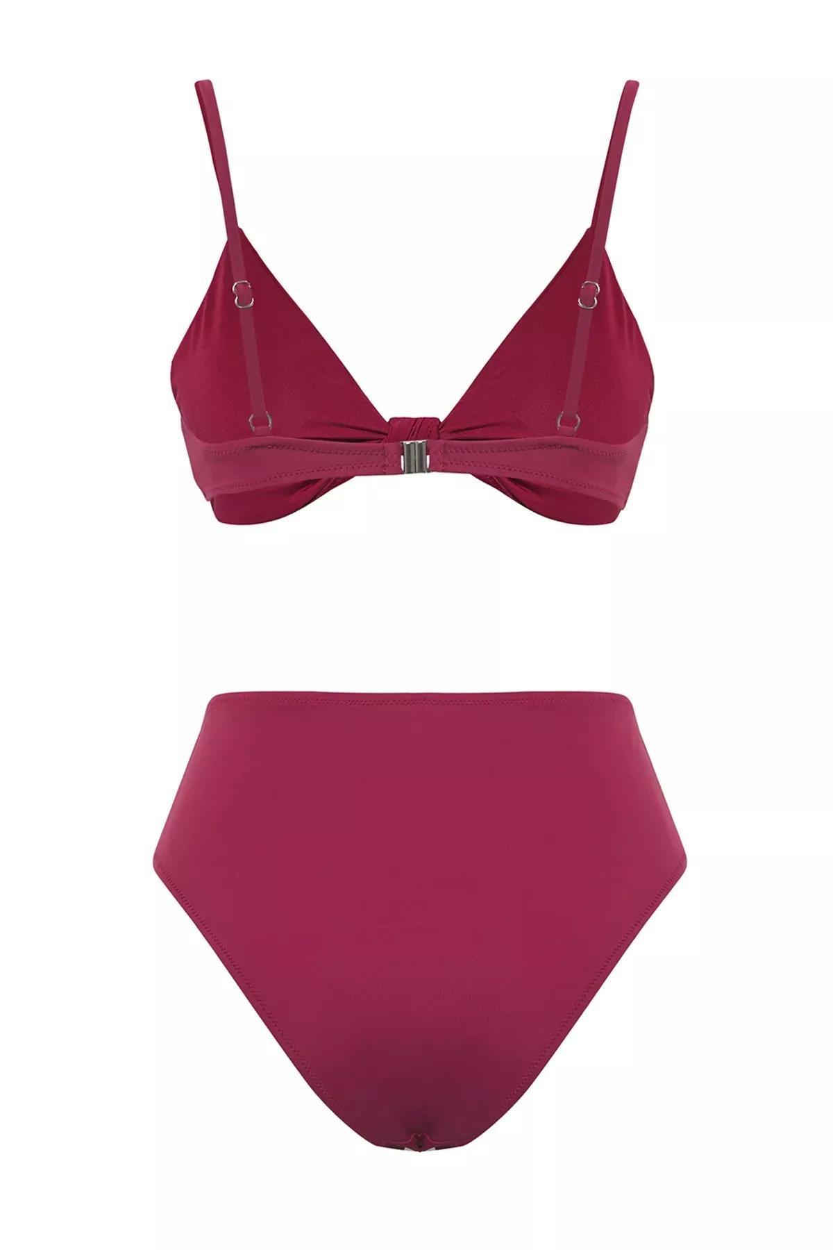 Purple Triangle High-Waist Bikini Set, , large image number 5