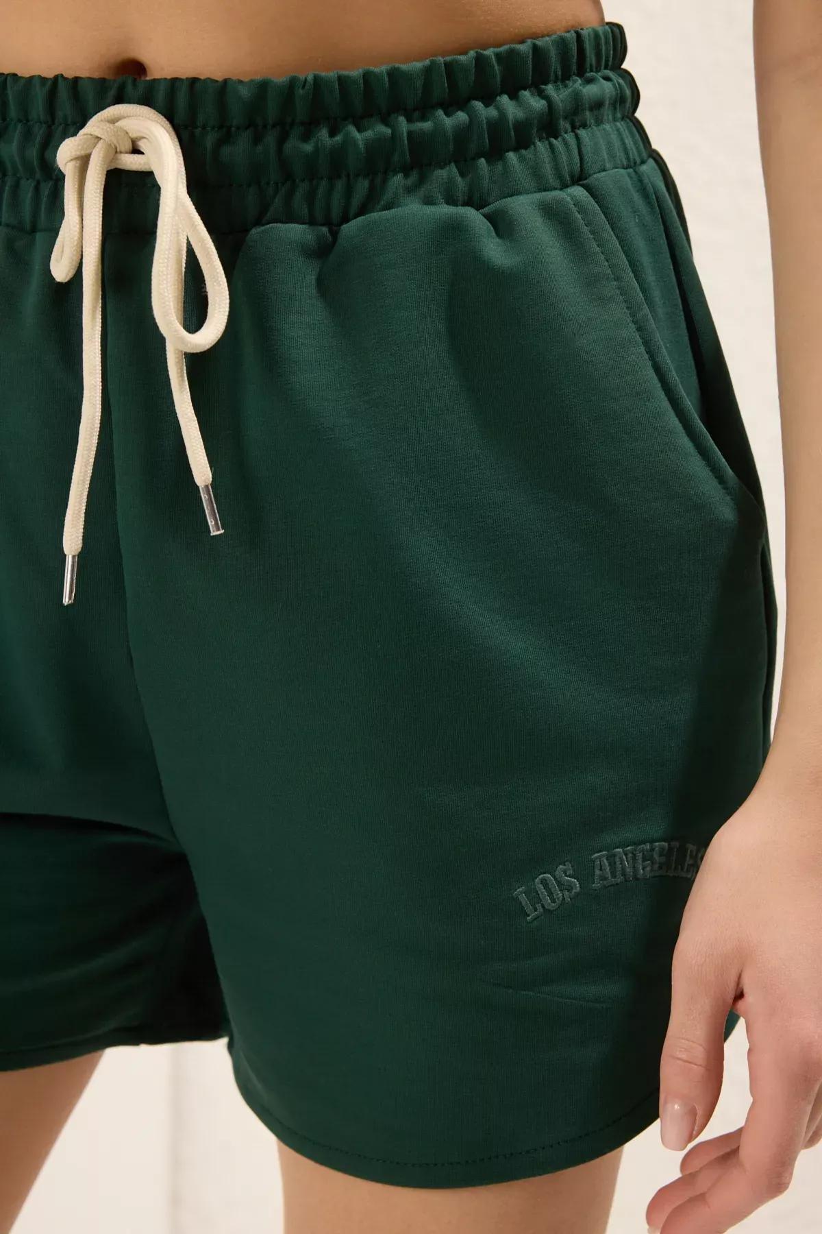 Green Embroidered Short Shorts, , large image number 0