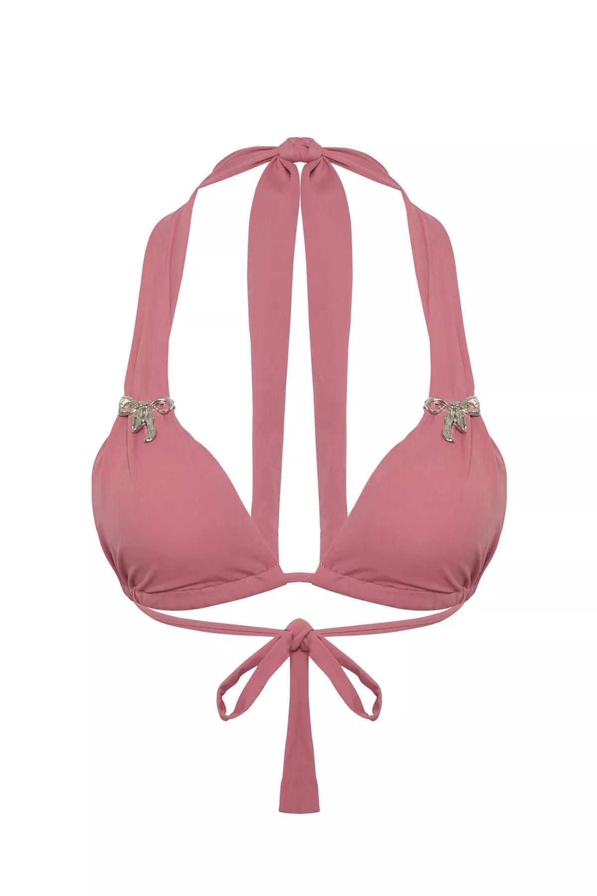 Pink Triangle Bow Accessorized Bikini Top, C101_7441, large image number 7