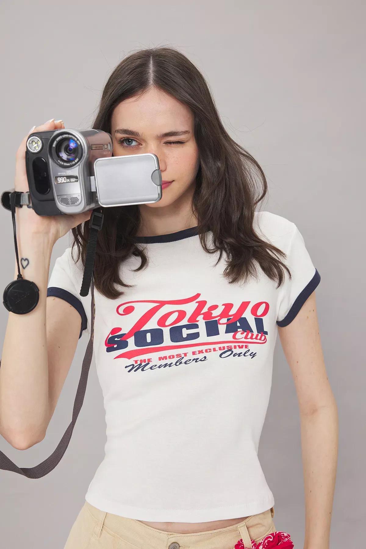 Beige Slogan Color Block T-Shirt, Ecru, large image number 0