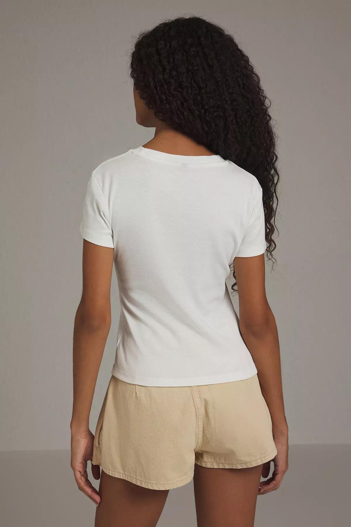Beige Deer Printed Fitted T-Shirt, C101_1635, large image number 3