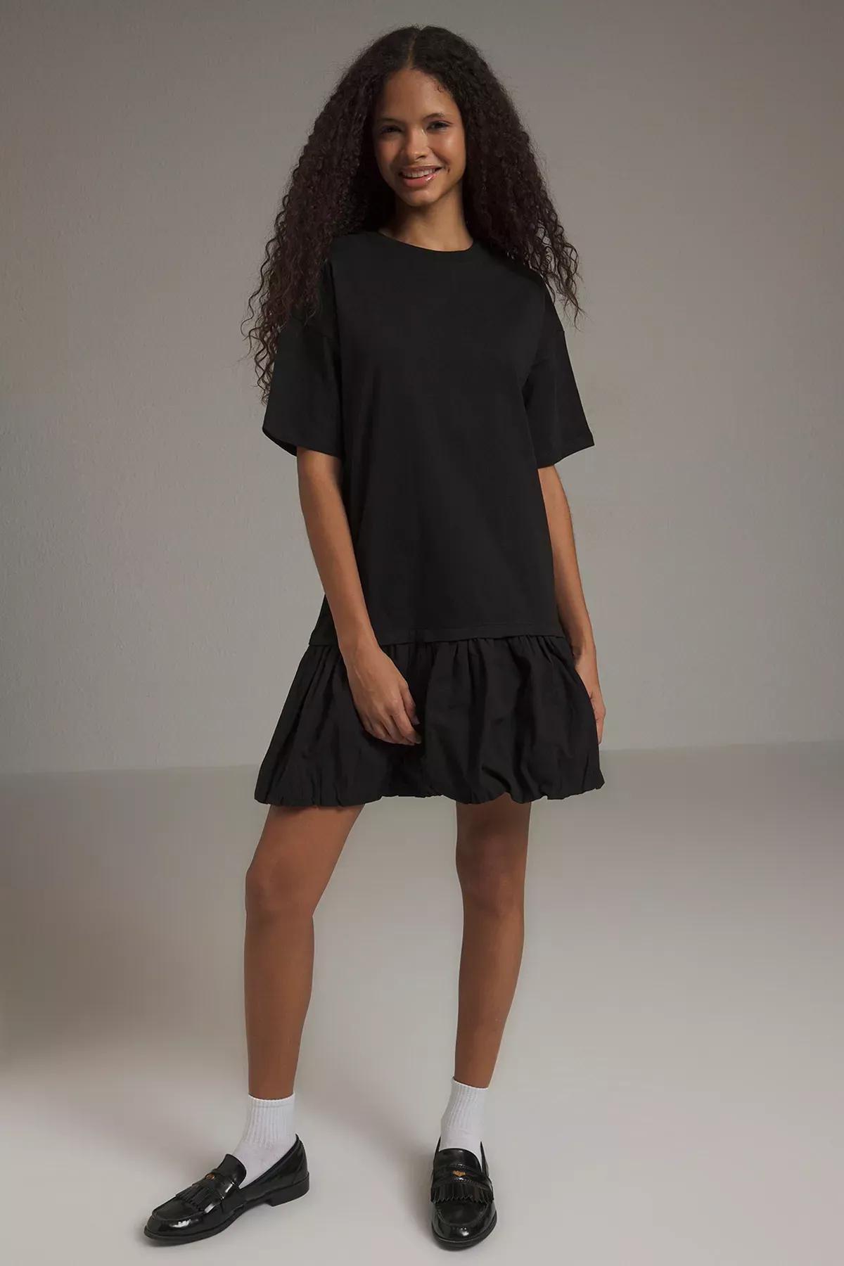 Black Straight Cut Mini Knit Dress, , large image number 0