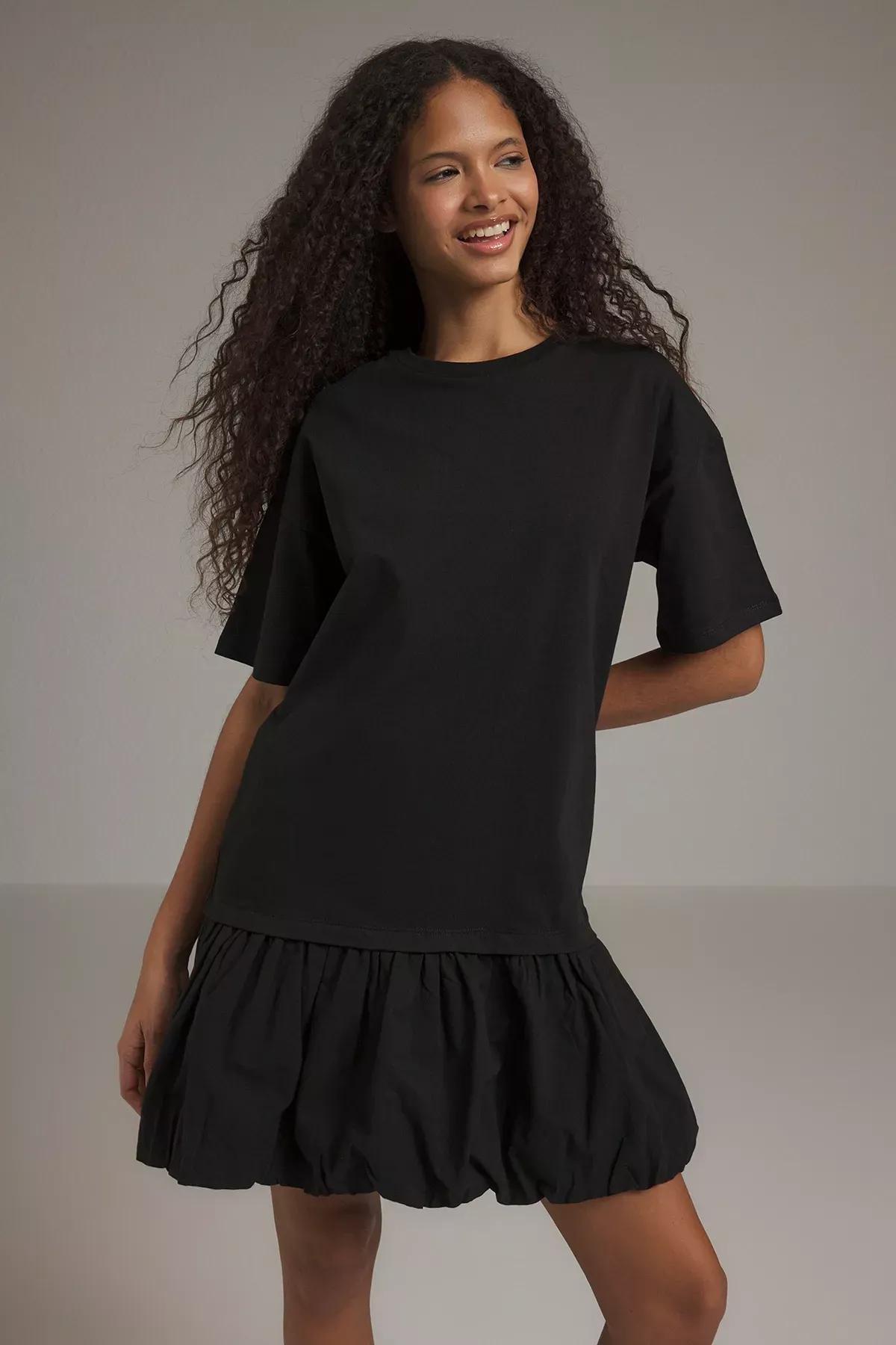 Black Straight Cut Mini Knit Dress, , large image number 1