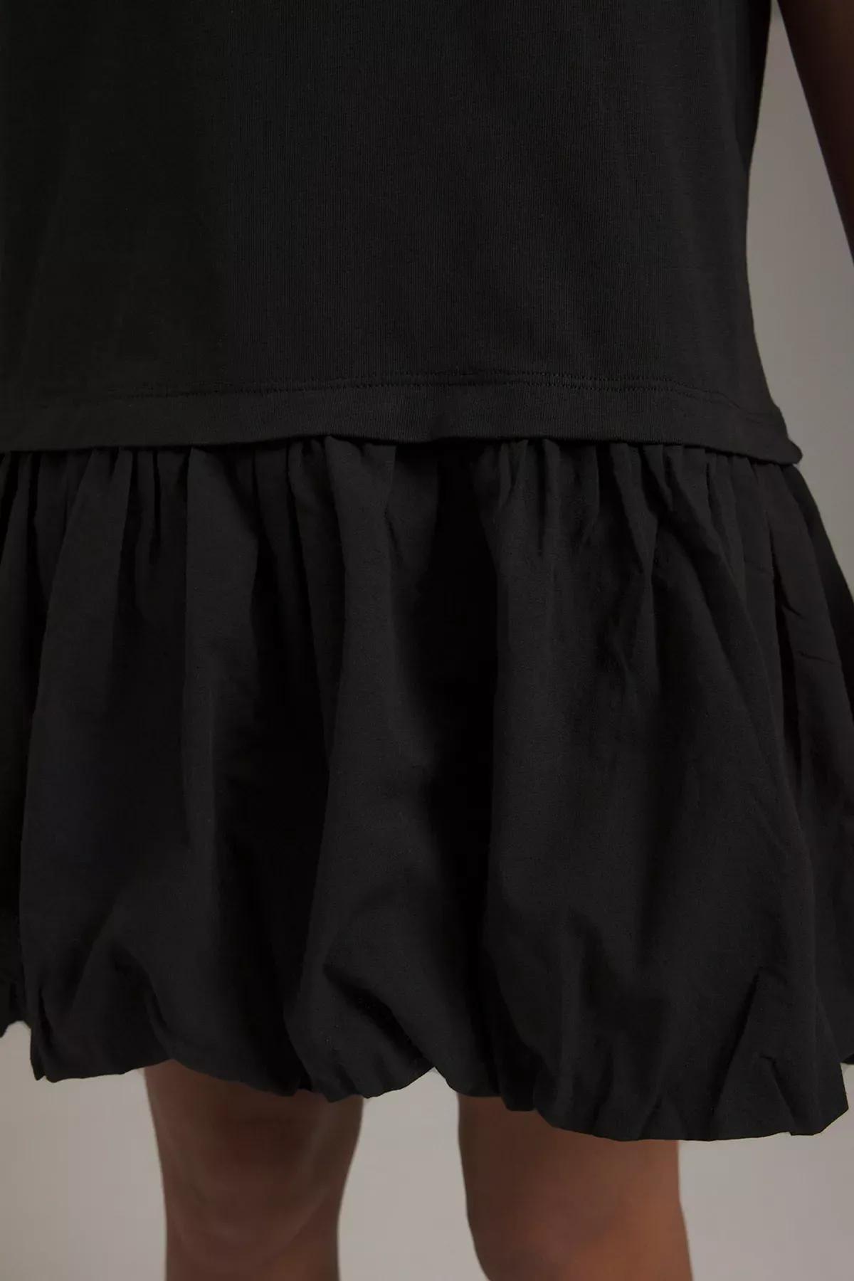 Black Straight Cut Mini Knit Dress, , large image number 2