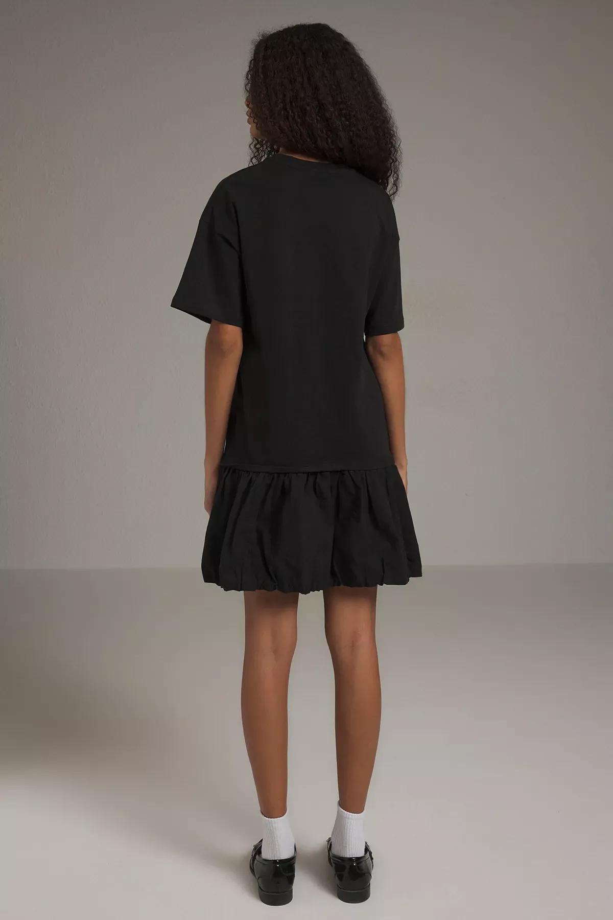 Black Straight Cut Mini Knit Dress, , large image number 3