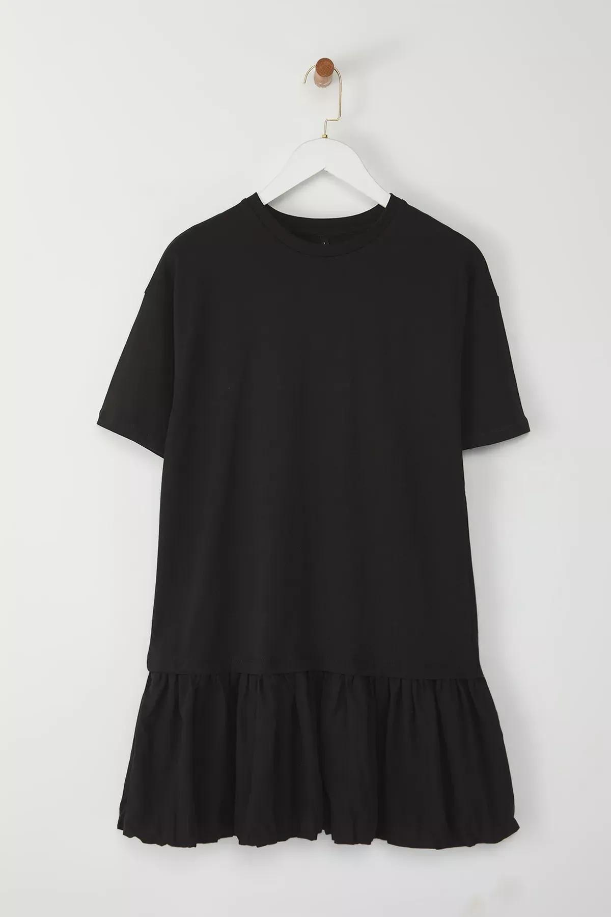 Black Straight Cut Mini Knit Dress, , large image number 4