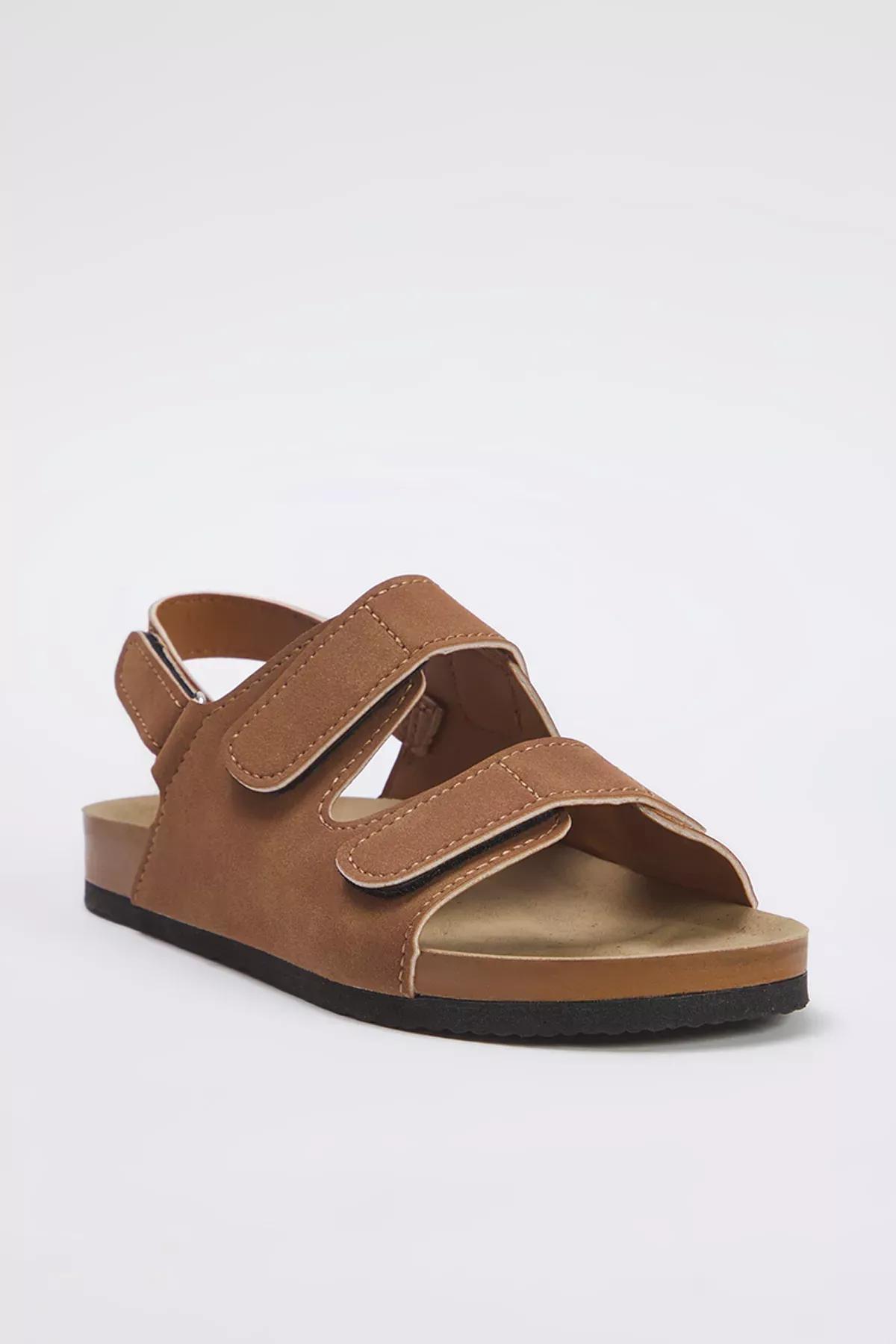 Brown Velcro Big Boy Kids Sandals, , large image number 1