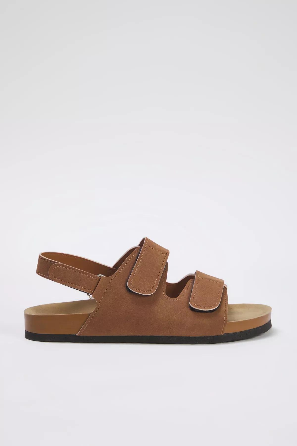 Brown Velcro Big Boy Kids Sandals, , large image number 2