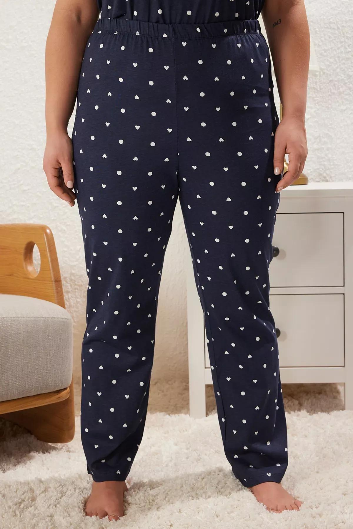 Navy Patterned Knitted Pyjamas Set, Navy blue, large image number 3